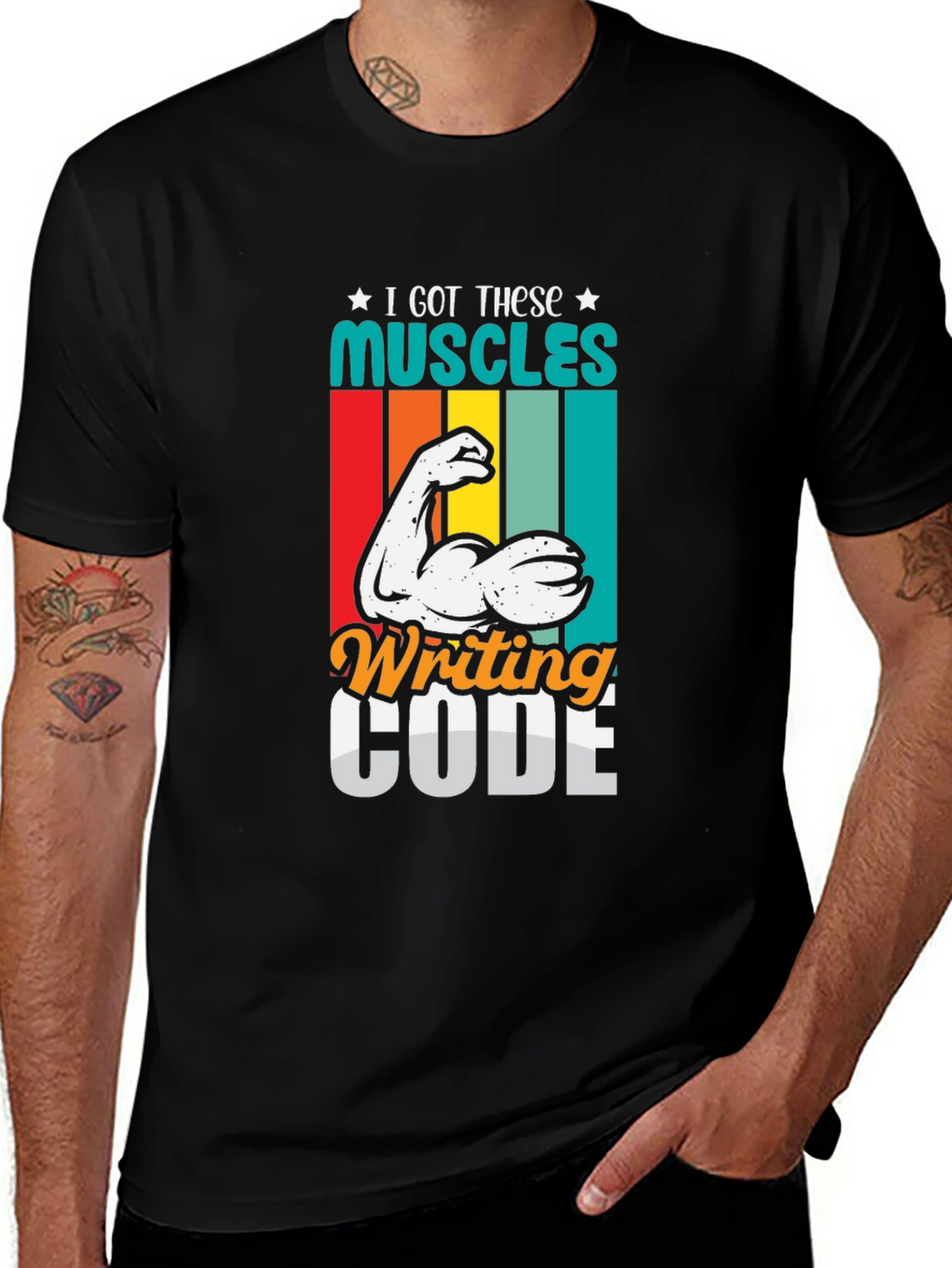Code Muscles Black Graphic Tee
