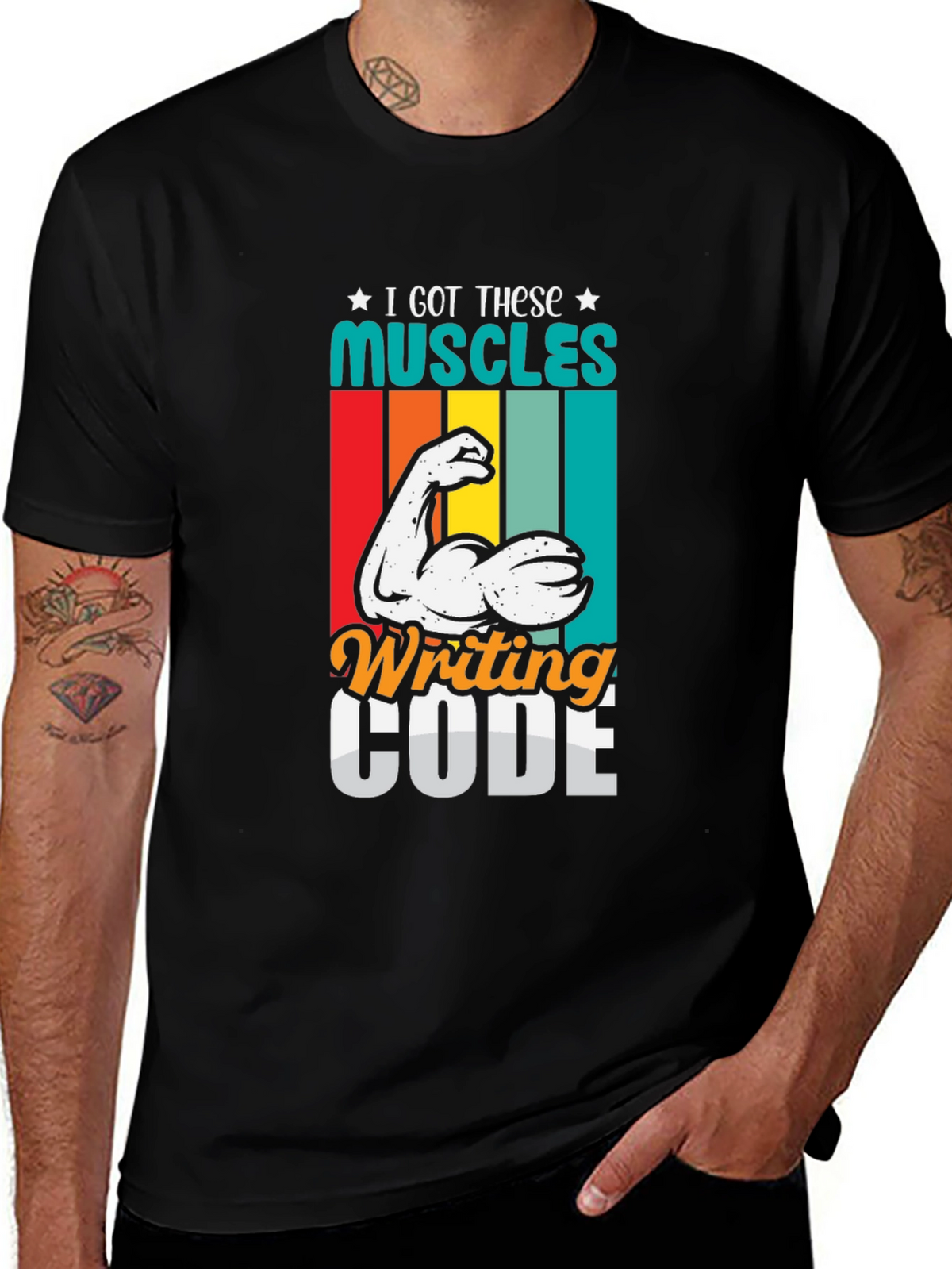 Code Muscles Black Graphic Tee