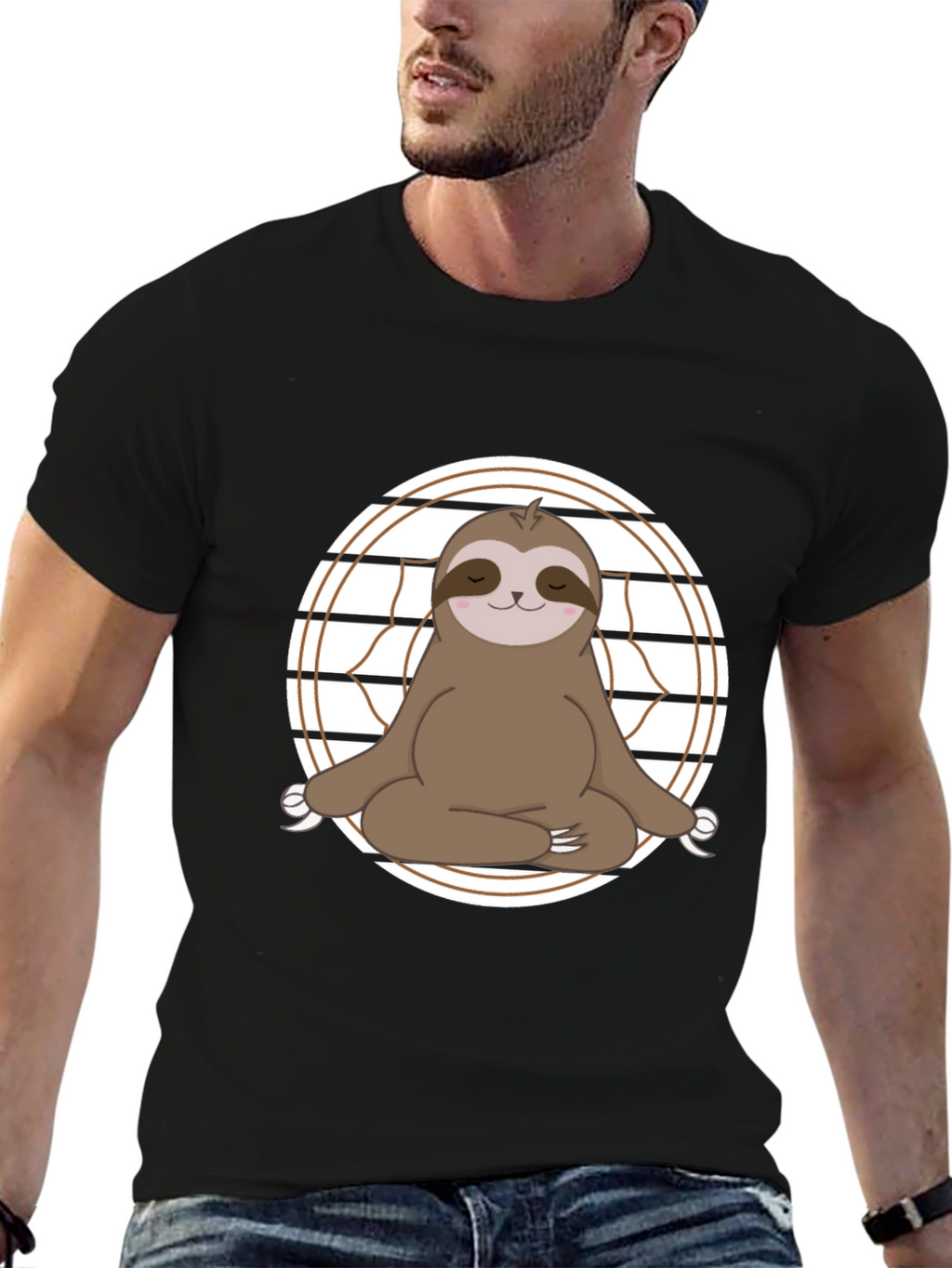 Yoga Sloth Graphic Tee - Relaxed Fit Cotton T-Shirt