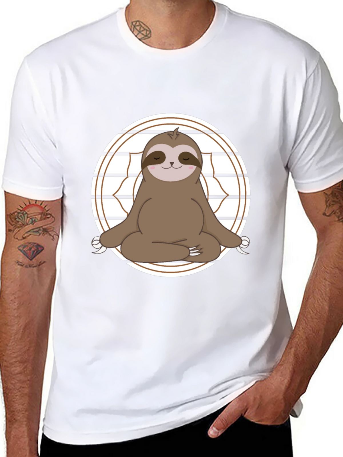 Yoga Sloth Graphic Tee - Relaxed Fit Cotton T-Shirt