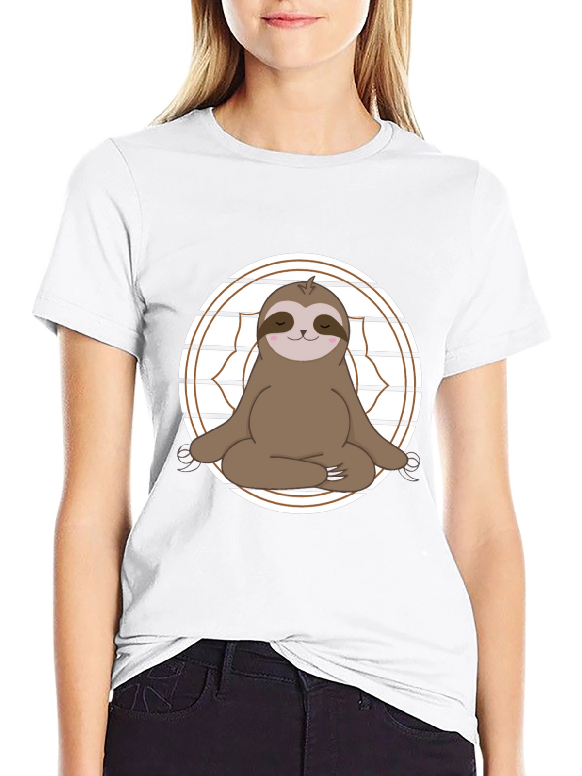 Yoga Sloth Graphic Tee - Relaxed Fit Cotton T-Shirt