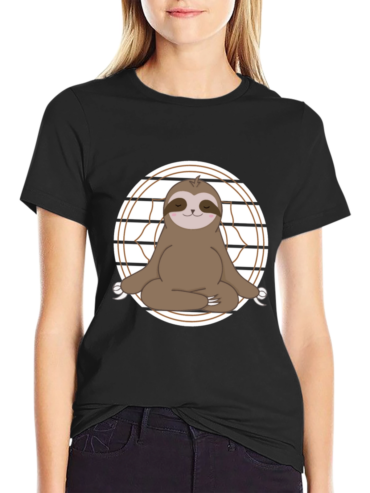 Yoga Sloth Graphic Tee - Relaxed Fit Cotton T-Shirt