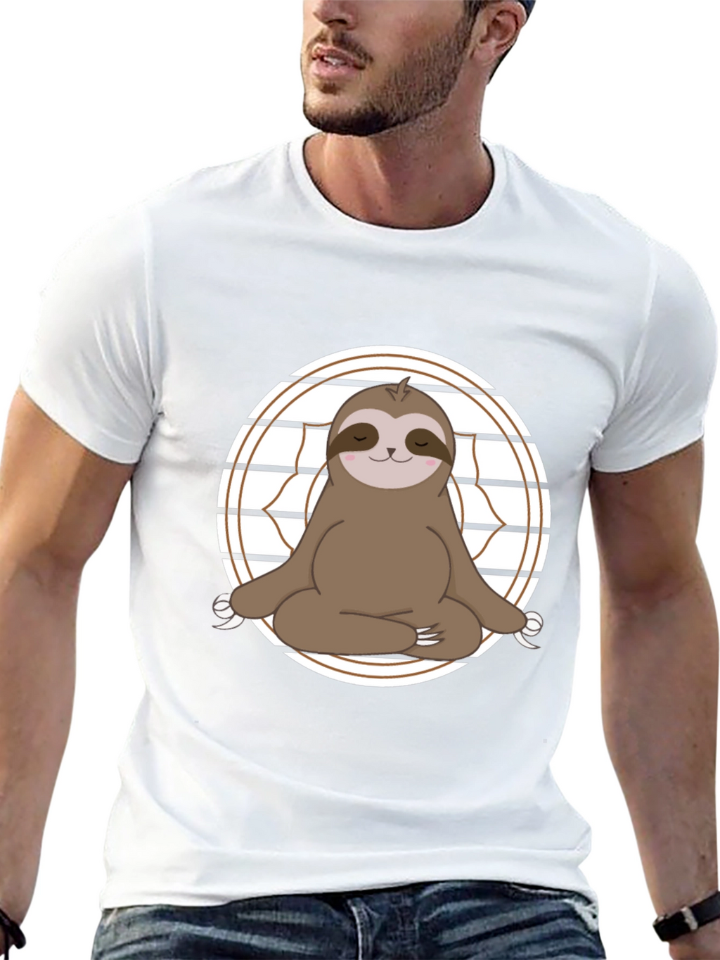 Yoga Sloth Graphic Tee - Relaxed Fit Cotton T-Shirt