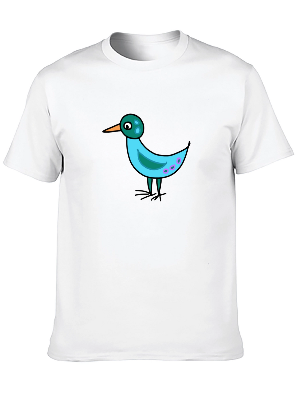 Whimsical Bird Graphic Tee - Black Casual Shirt