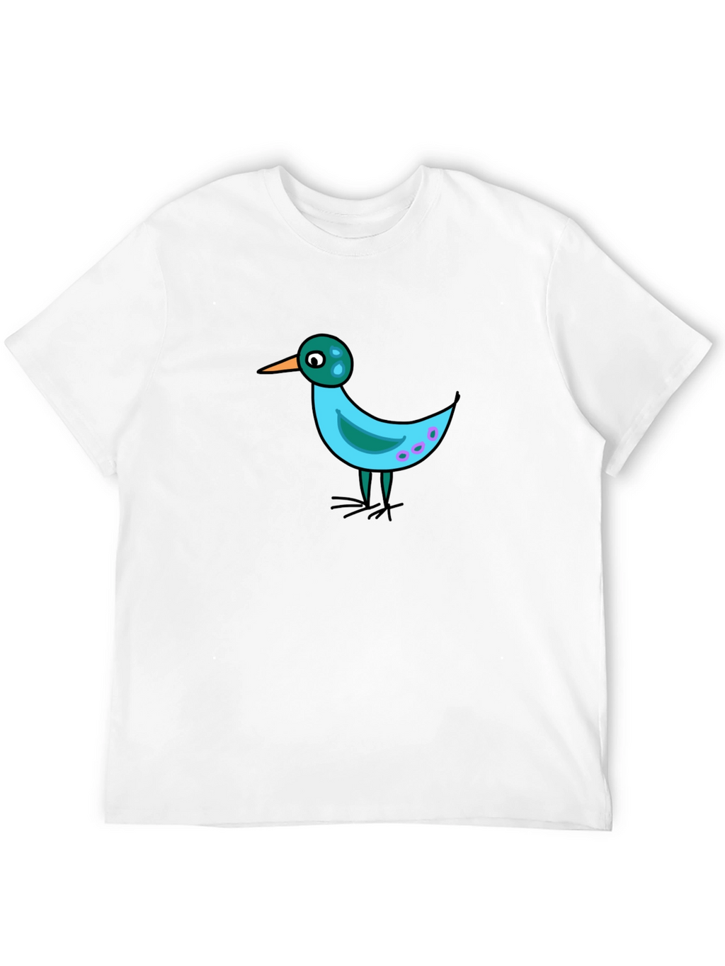 Whimsical Bird Graphic Tee - Black Casual Shirt