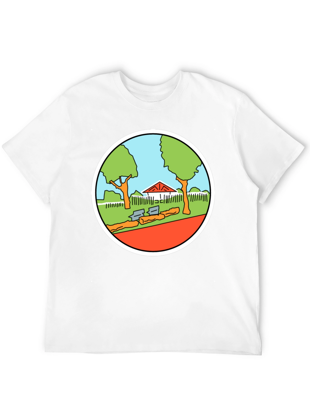 Cartoon Park Graphic Tee - Black Cotton T-Shirt