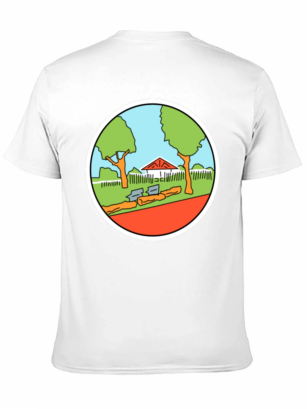 Cartoon Park Graphic Tee - Black Cotton T-Shirt