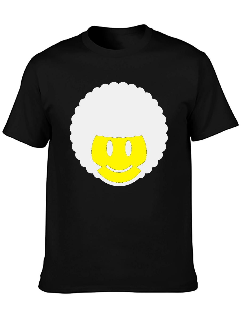 Retro Afro Smiley Face Black T-Shirt
