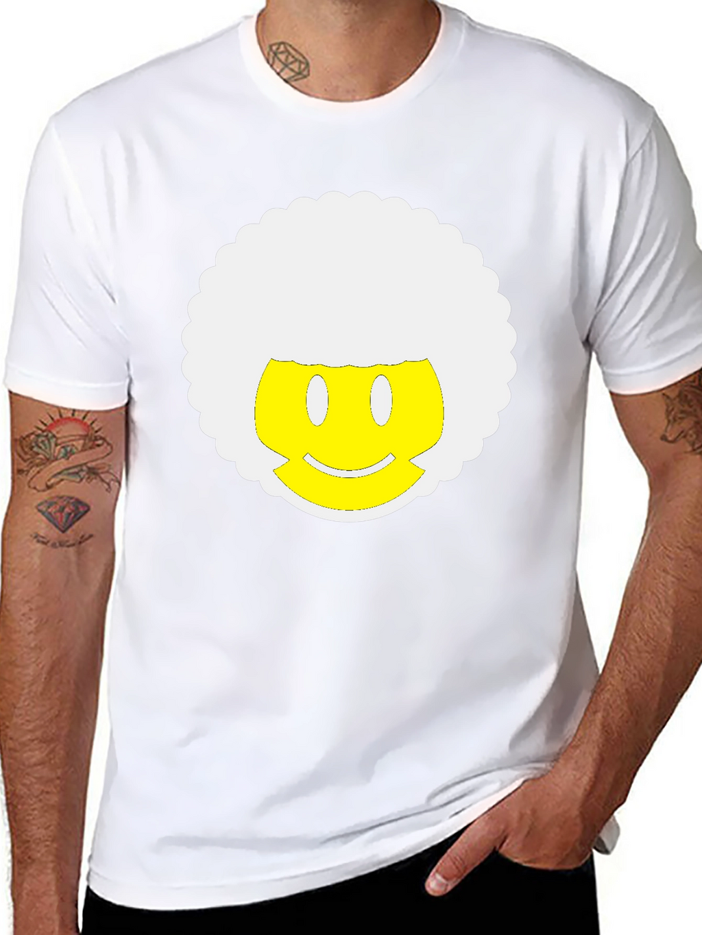 Retro Afro Smiley Face Black T-Shirt