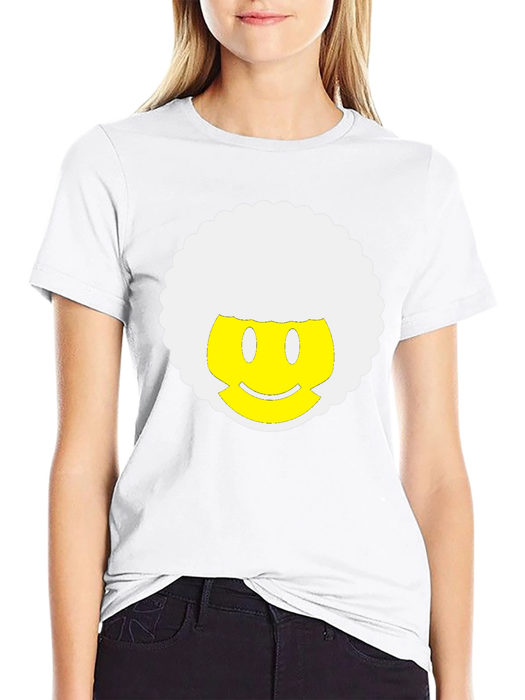 Retro Afro Smiley Face Black T-Shirt