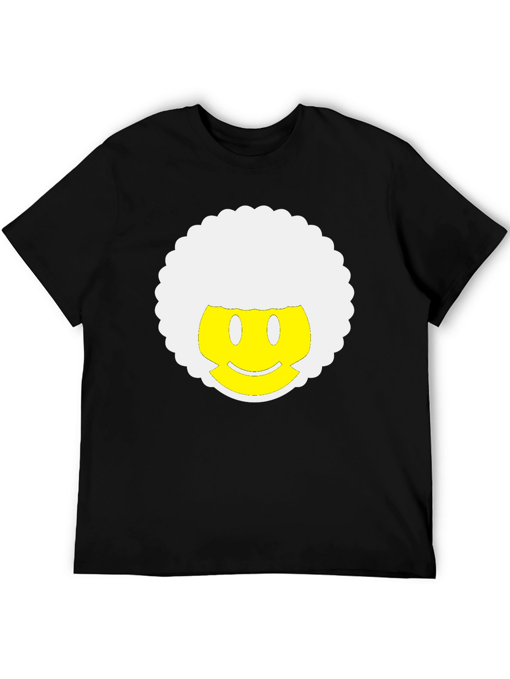 Retro Afro Smiley Face Black T-Shirt