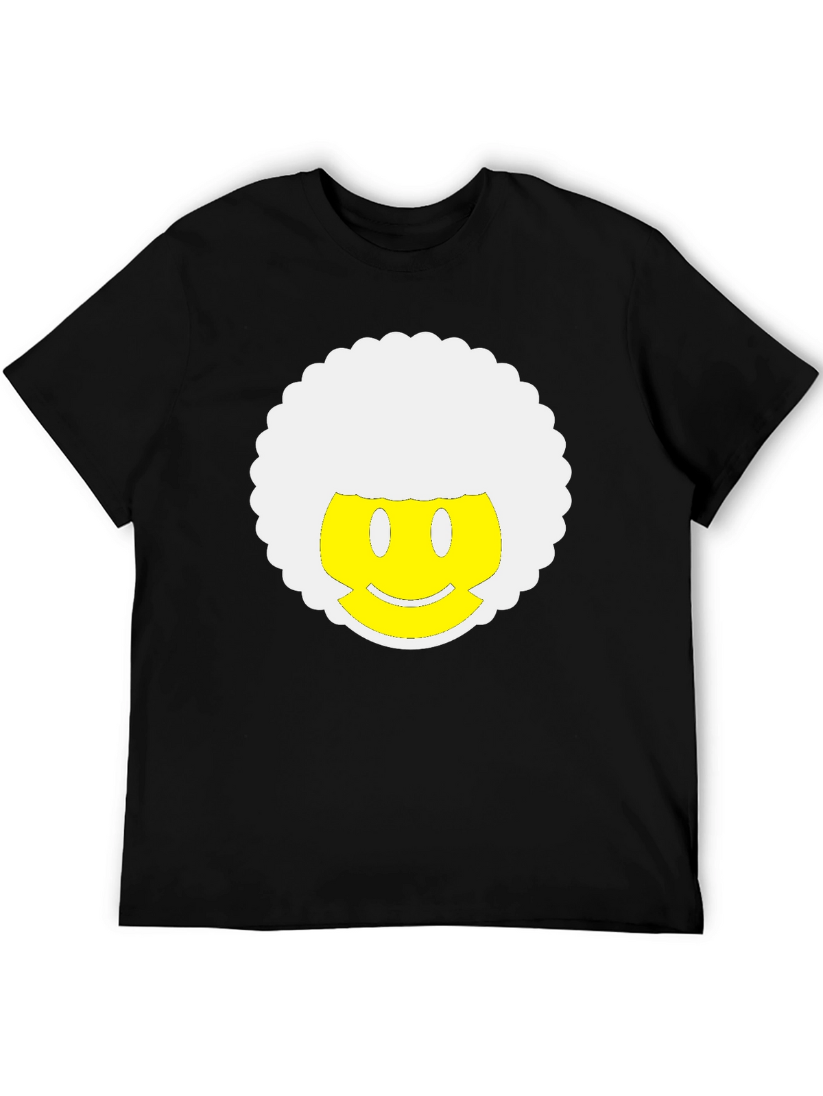 Retro Afro Smiley Face Black T-Shirt