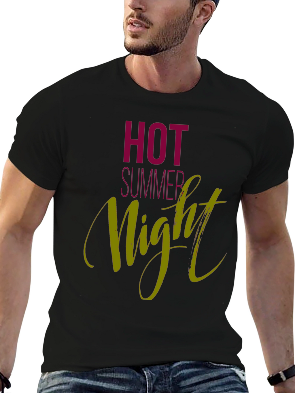 Hot Summer Night Graphic Tee - Black
