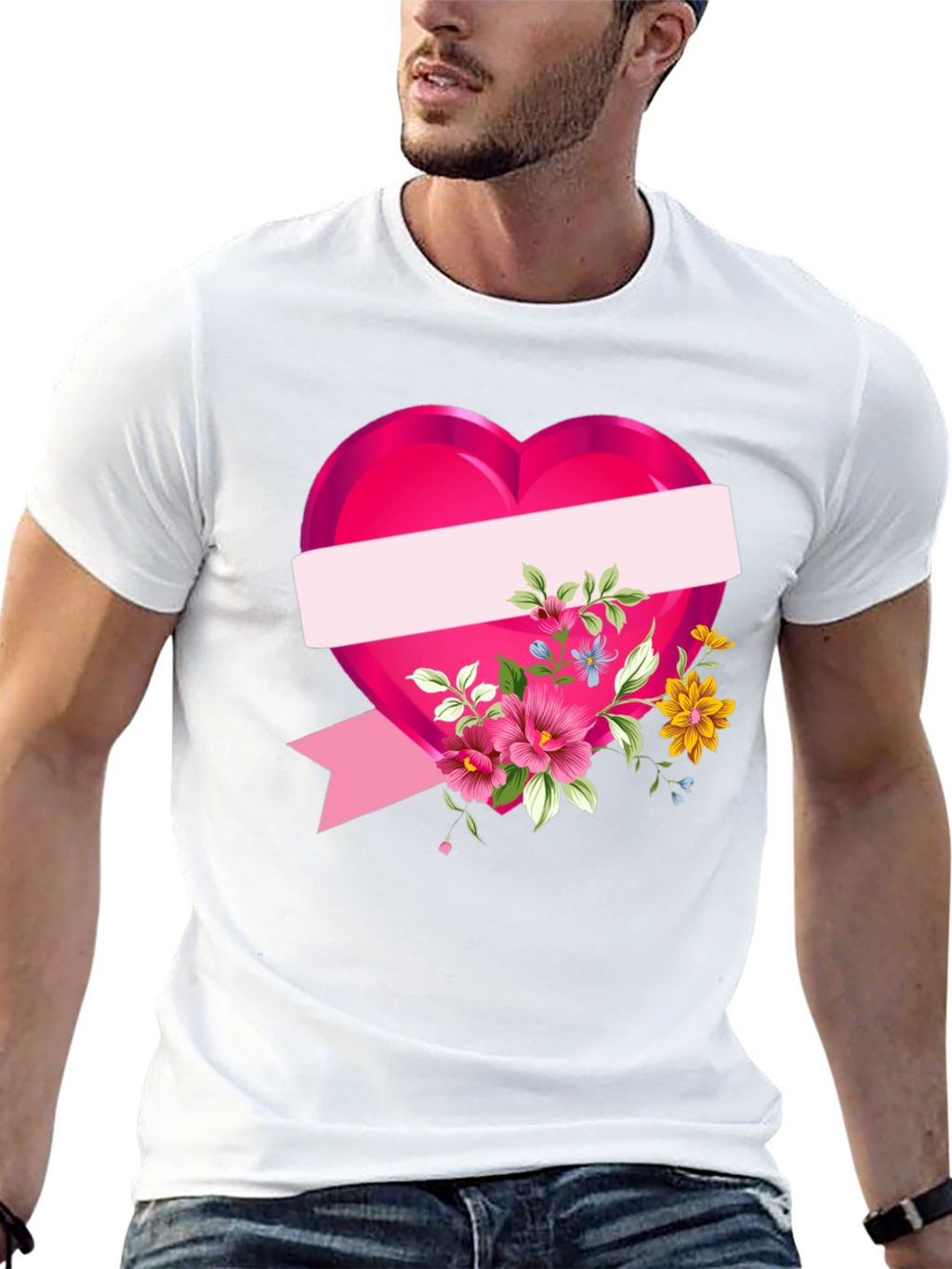 Floral Heart Graphic T-Shirt - Black