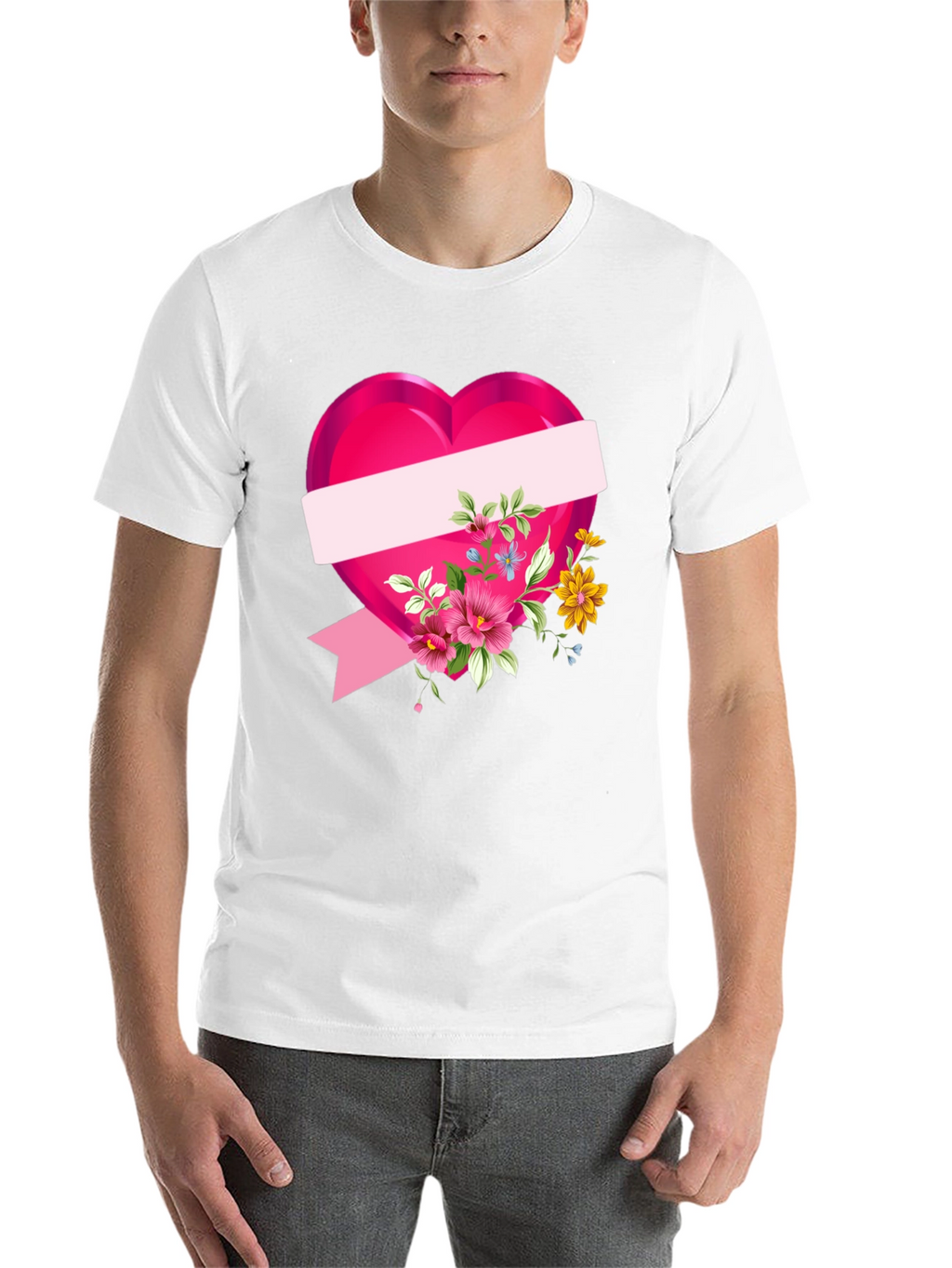 Floral Heart Graphic T-Shirt - Black