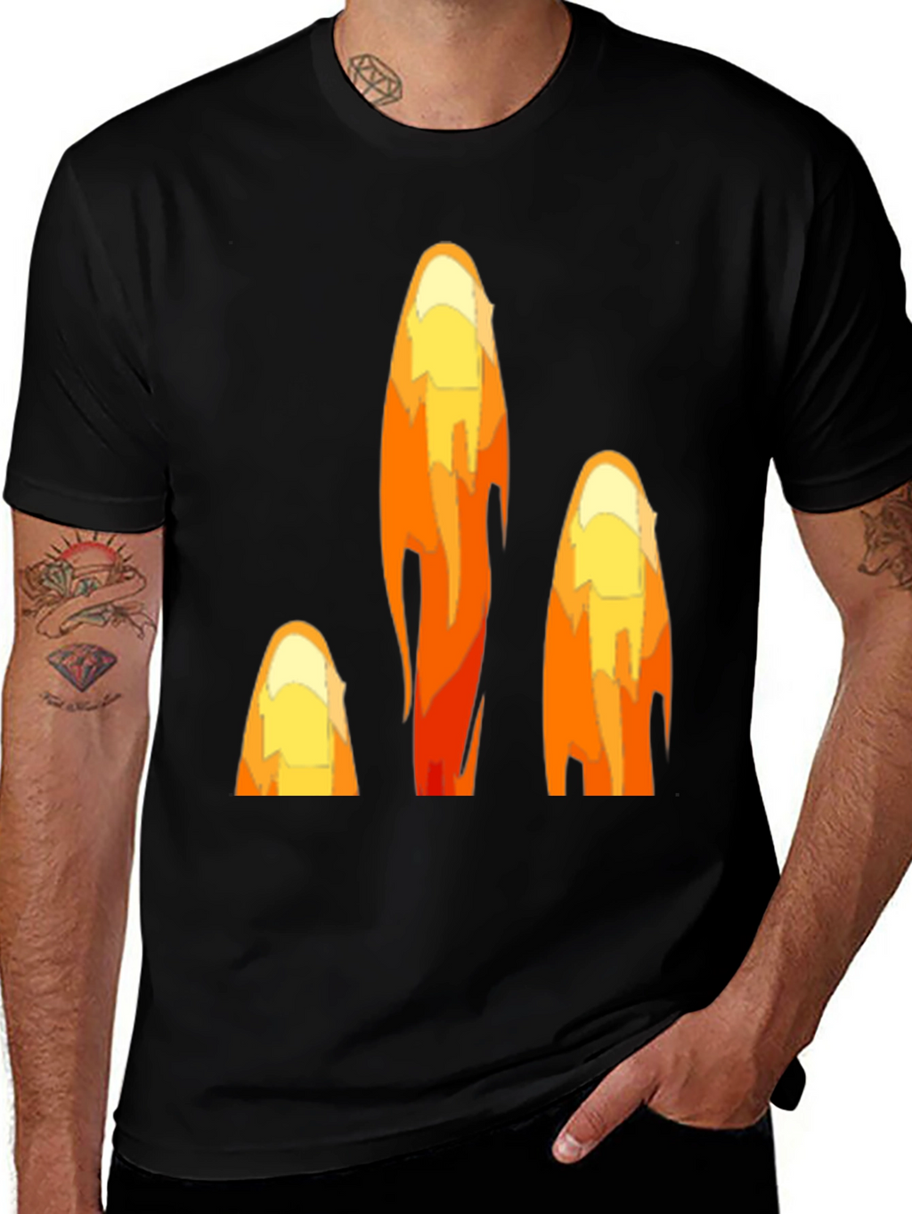 Fiery Peaks Graphic Black T-Shirt