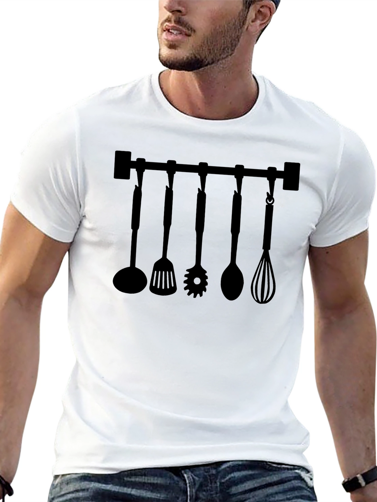 Chefs Kitchen Utensil Rack Graphic T-Shirt