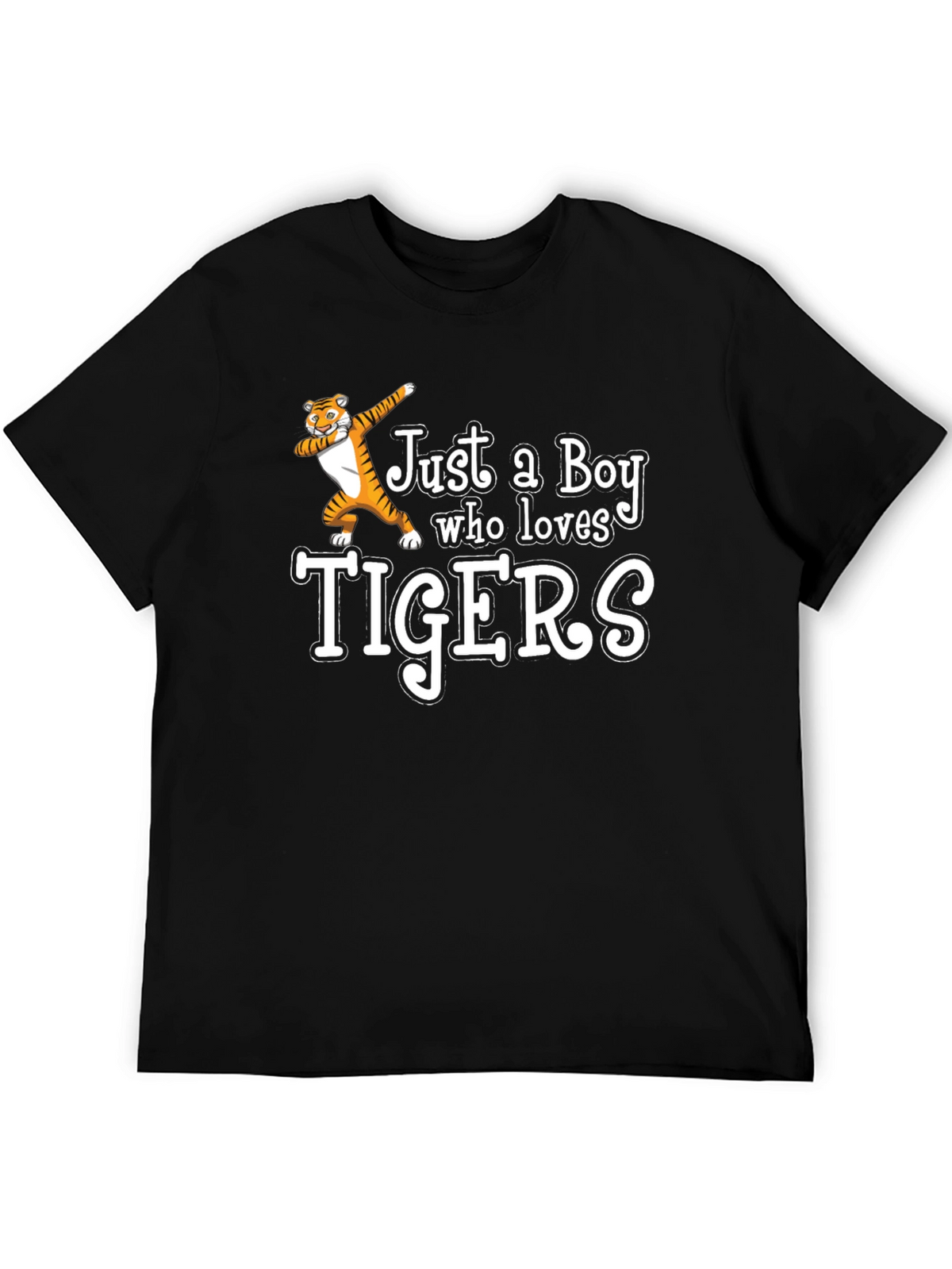 Boy Who Loves Tigers Black T-Shirt