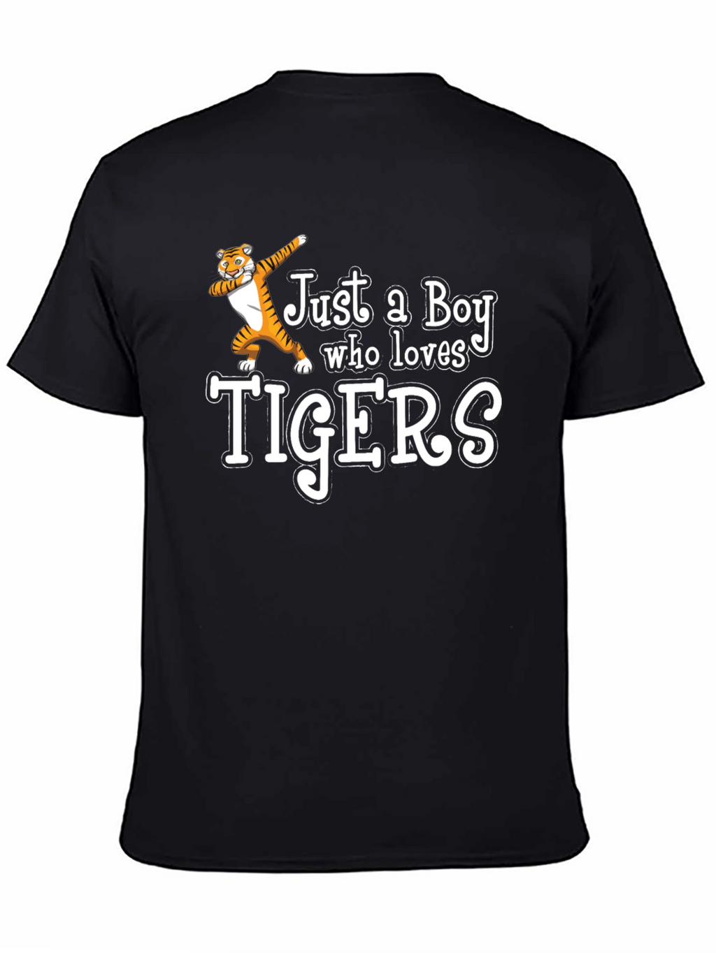 Boy Who Loves Tigers Black T-Shirt