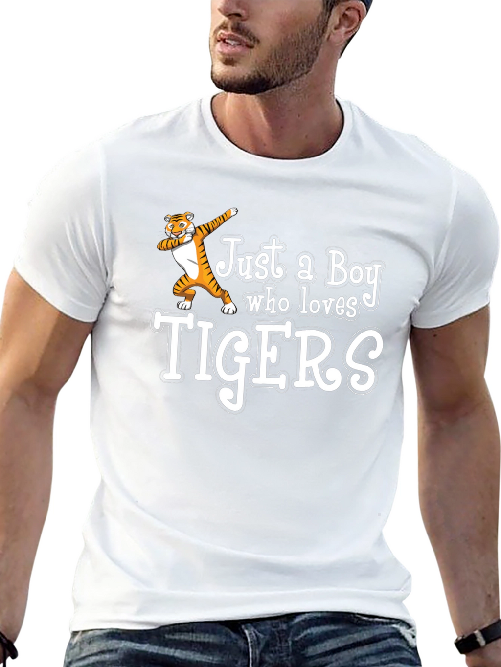 Boy Who Loves Tigers Black T-Shirt