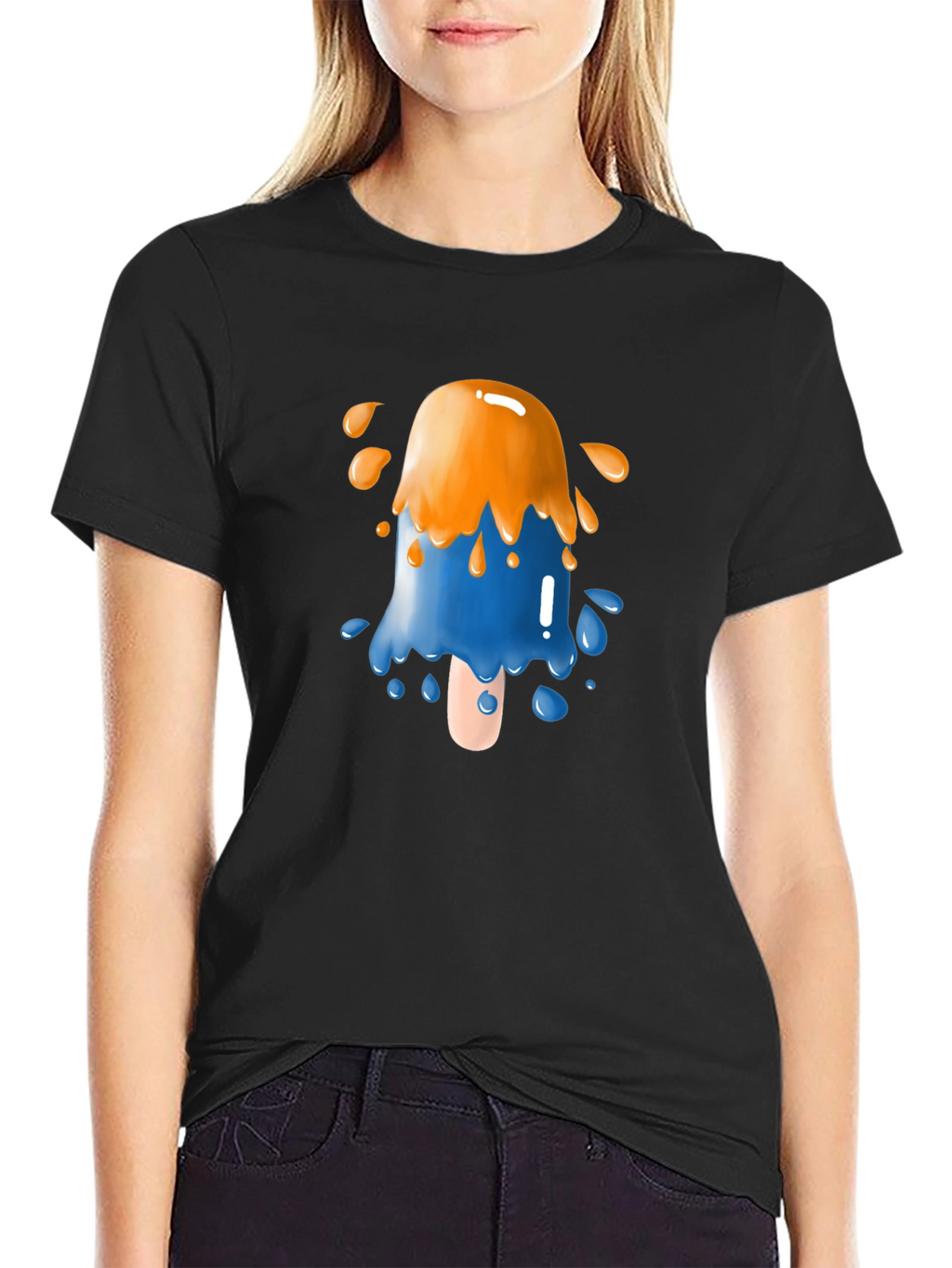 Funky Popsicle Graphic Tee - Black Cotton Blend