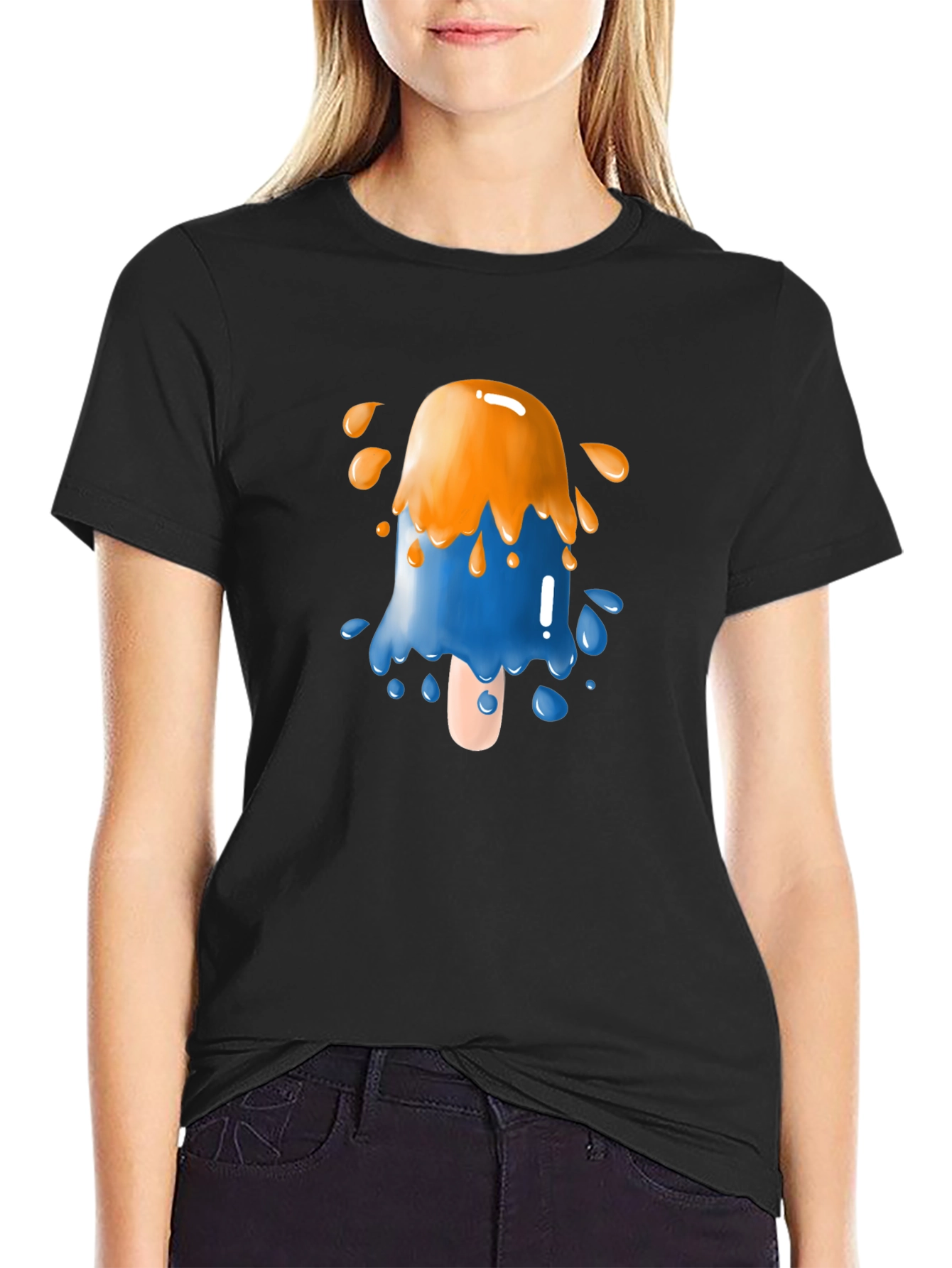 Funky Popsicle Graphic Tee - Black Cotton Blend