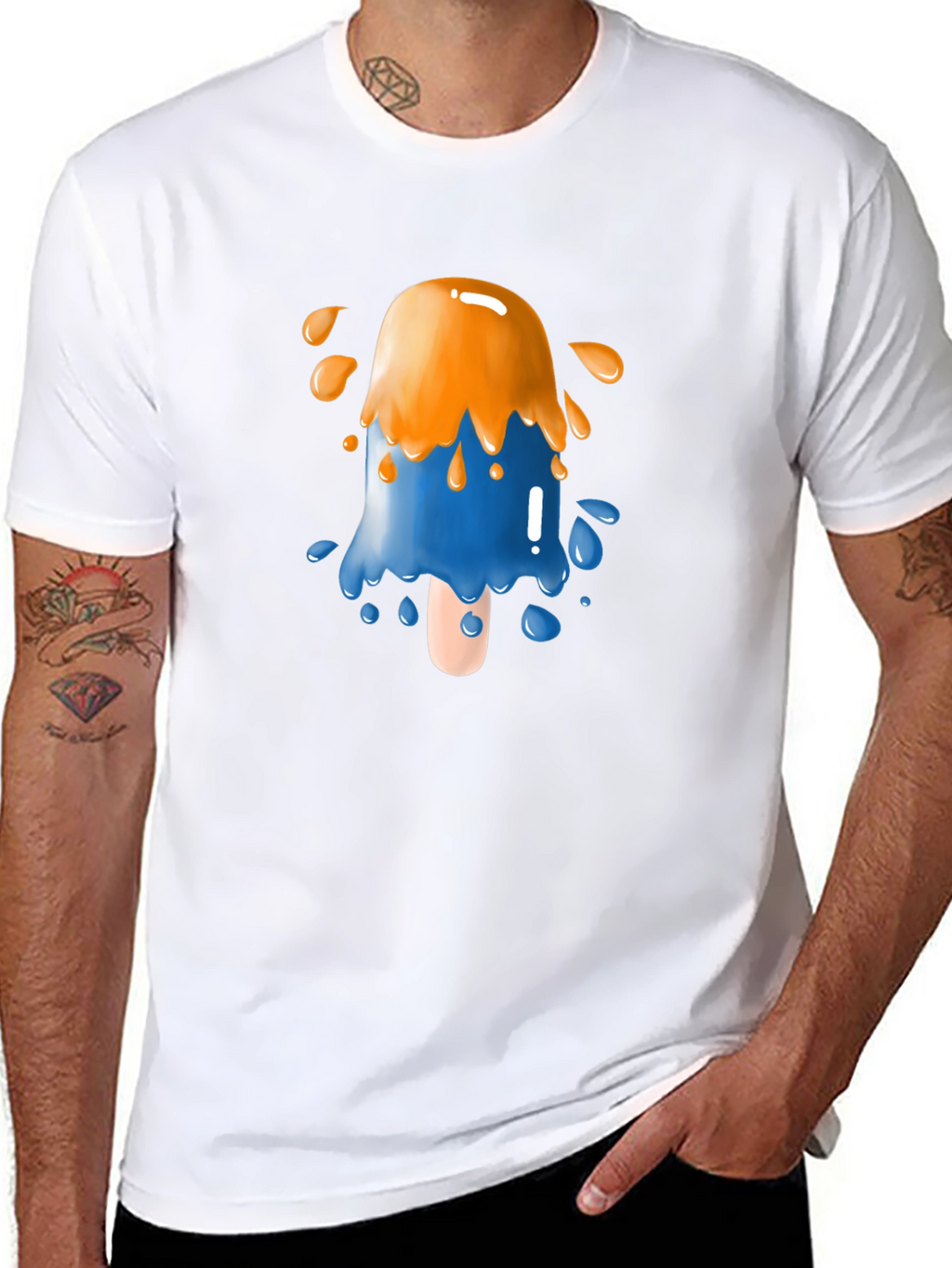 Funky Popsicle Graphic Tee - Black Cotton Blend