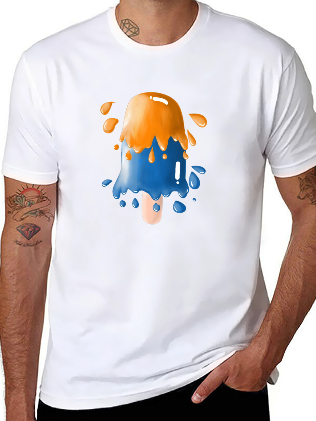 Funky Popsicle Graphic Tee - Black Cotton Blend