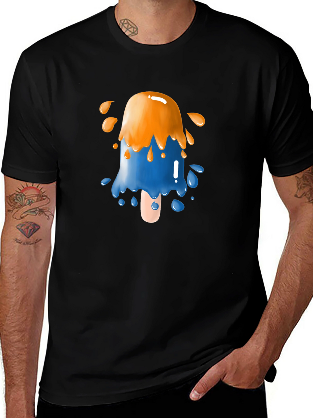 Funky Popsicle Graphic Tee - Black Cotton Blend