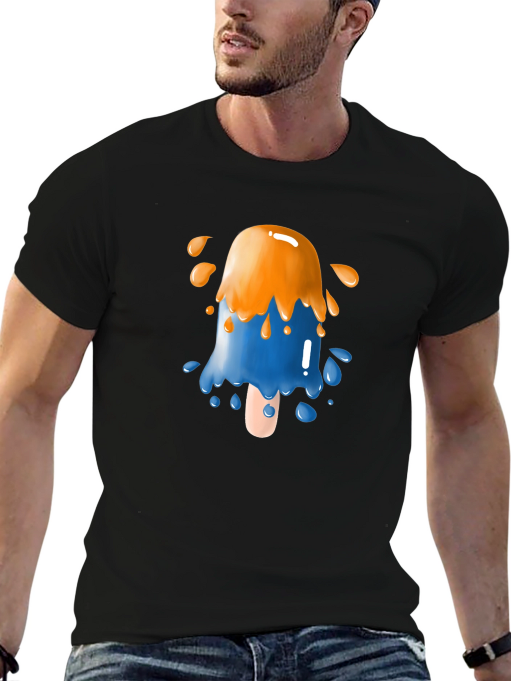 Funky Popsicle Graphic Tee - Black Cotton Blend