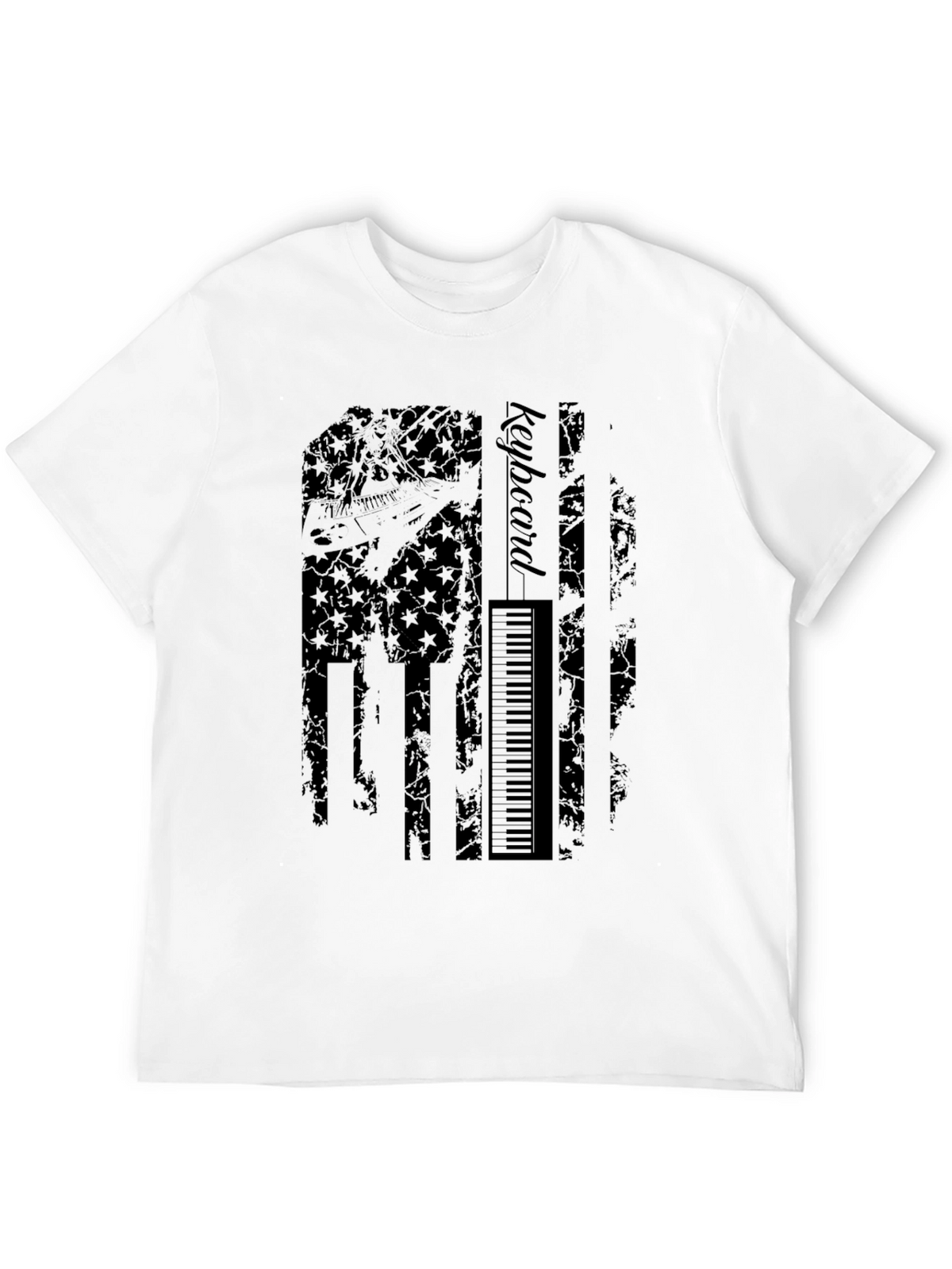 Keyboard American Flag Graphic Black T-Shirt