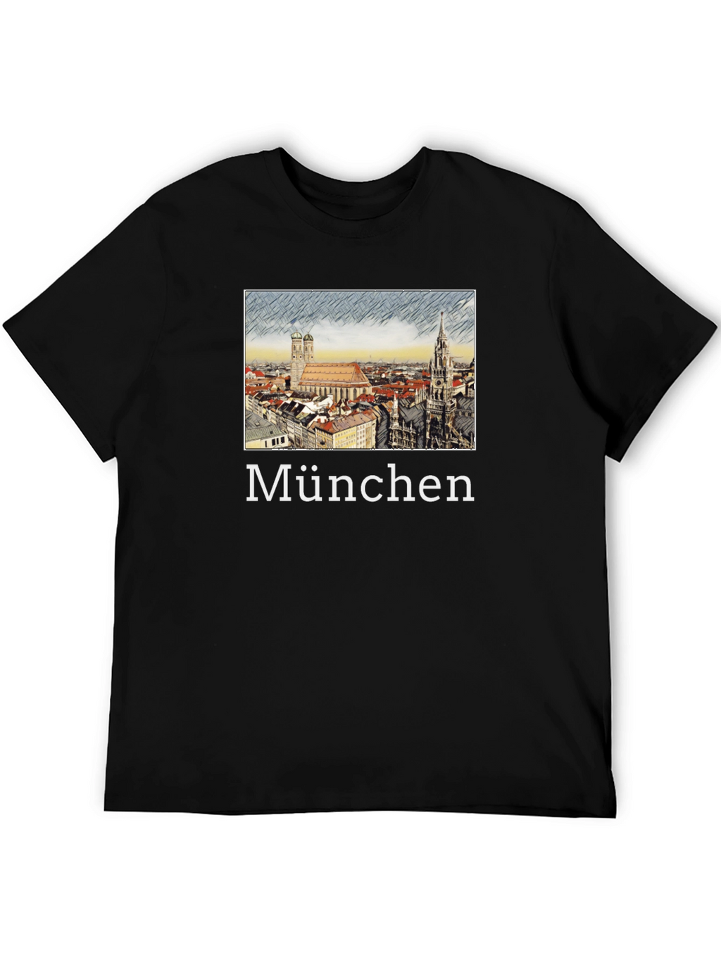 München Skyline T-Shirt - Black Cotton Tee
