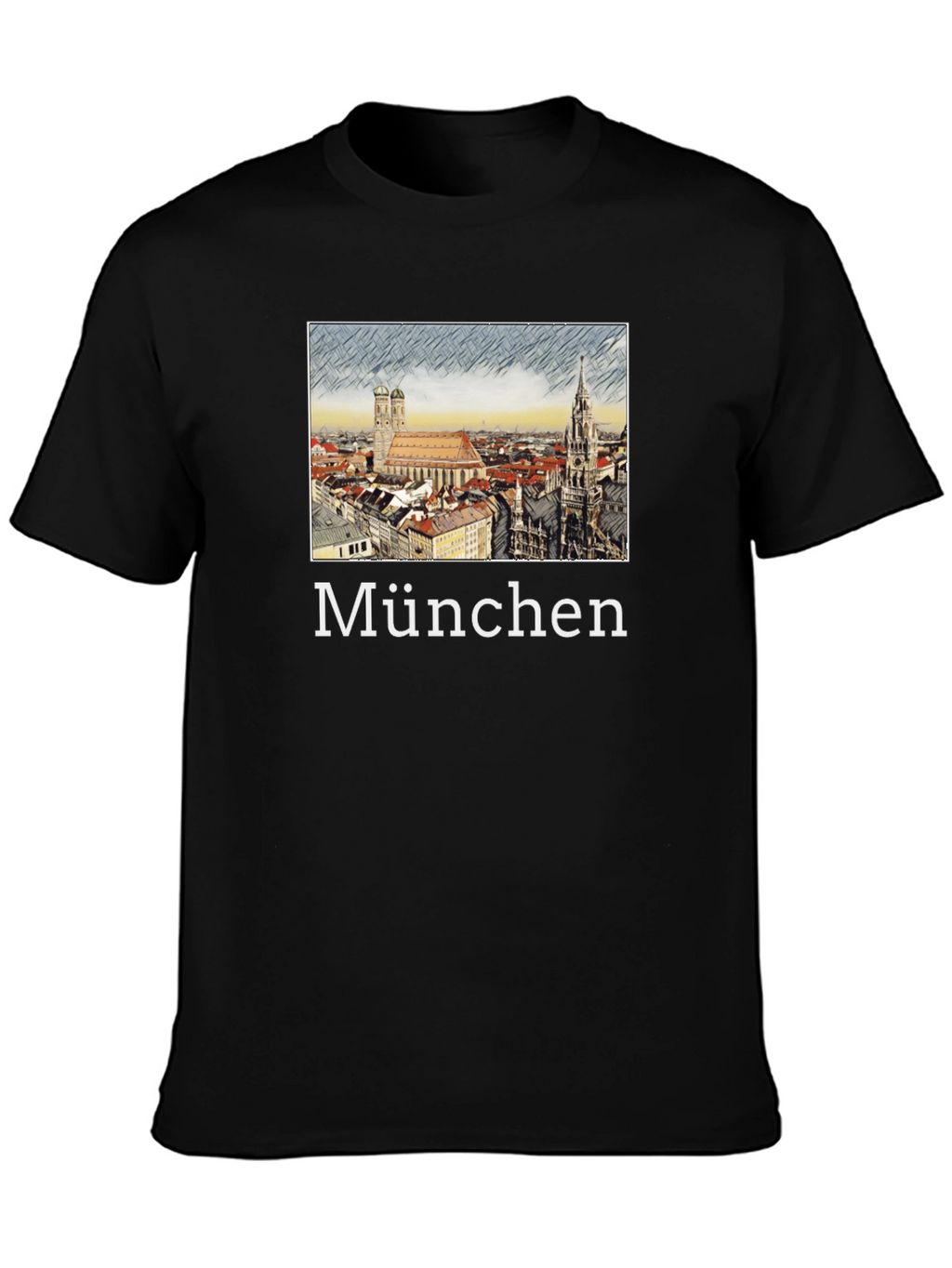München Skyline T-Shirt - Black Cotton Tee