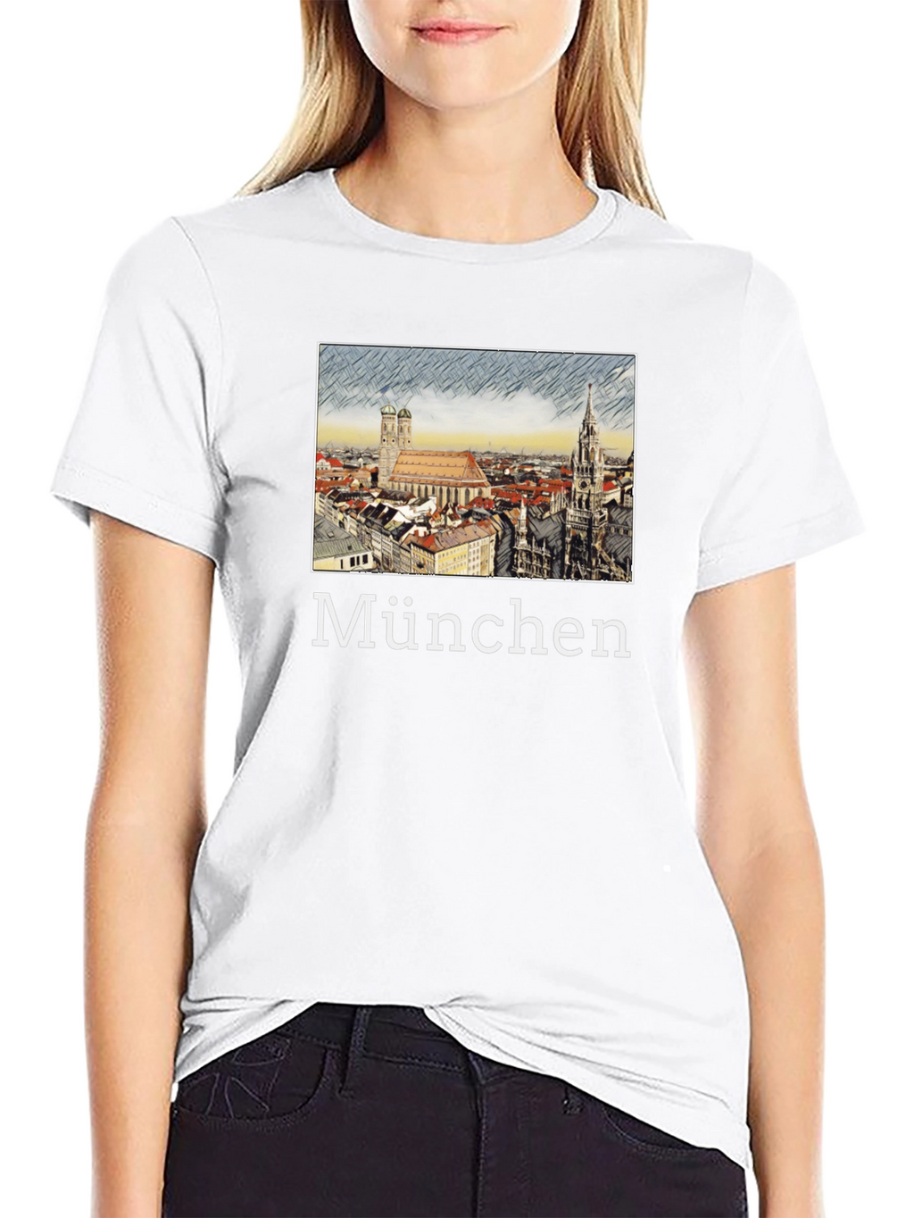 München Skyline T-Shirt - Black Cotton Tee