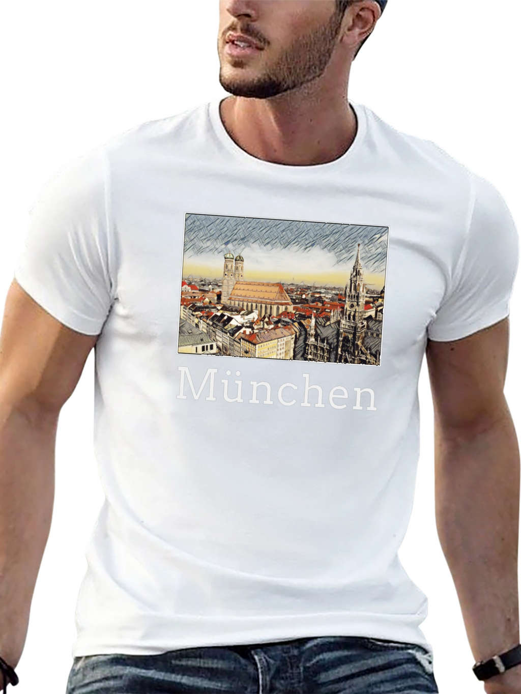 München Skyline T-Shirt - Black Cotton Tee