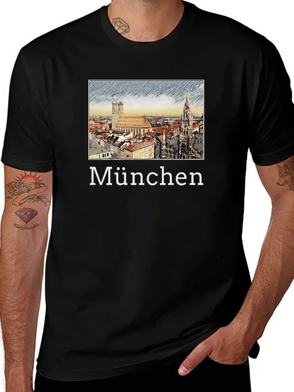 München Skyline T-Shirt - Black Cotton Tee