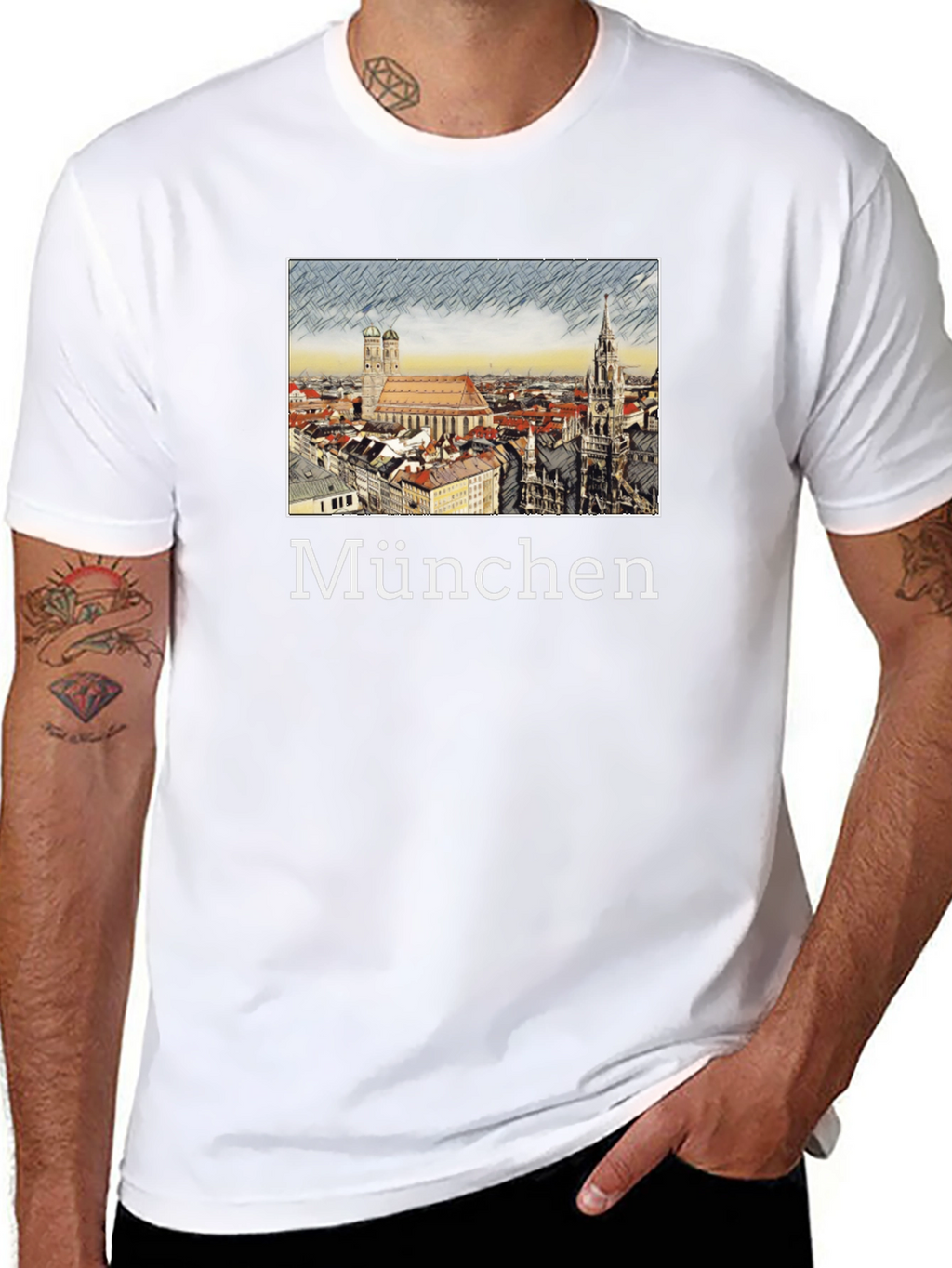 München Skyline T-Shirt - Black Cotton Tee