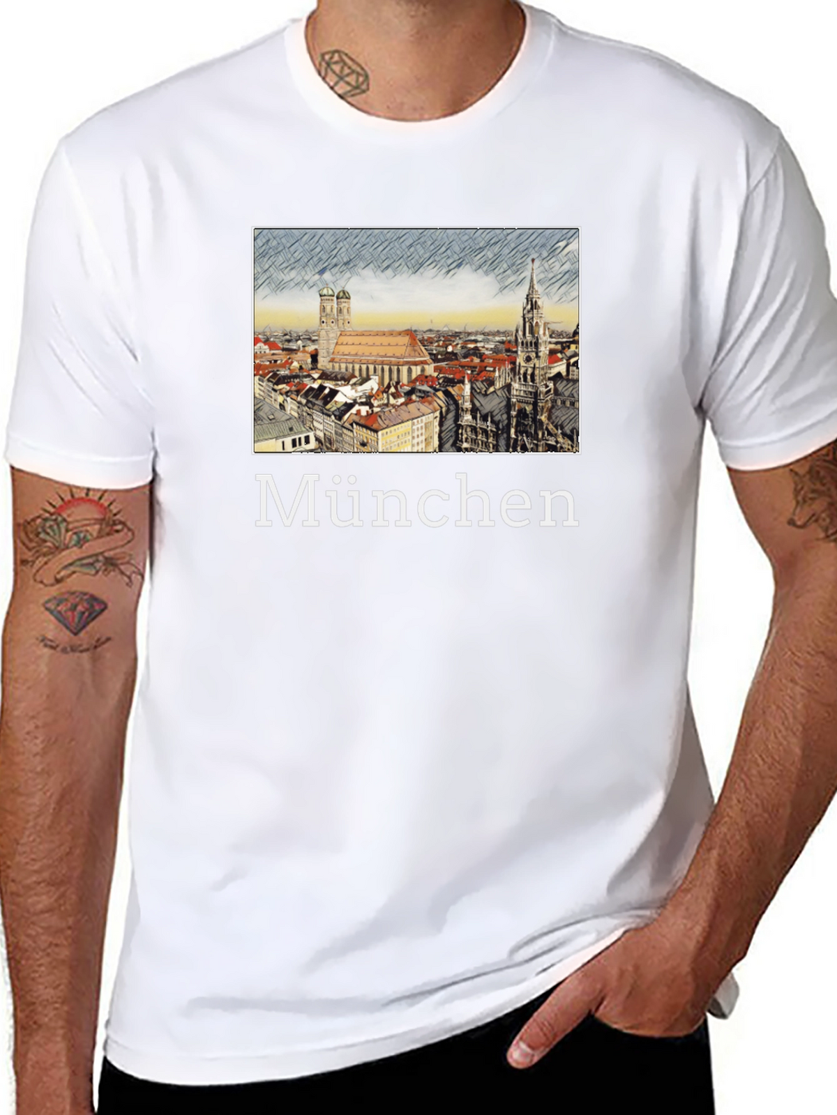München Skyline T-Shirt - Black Cotton Tee