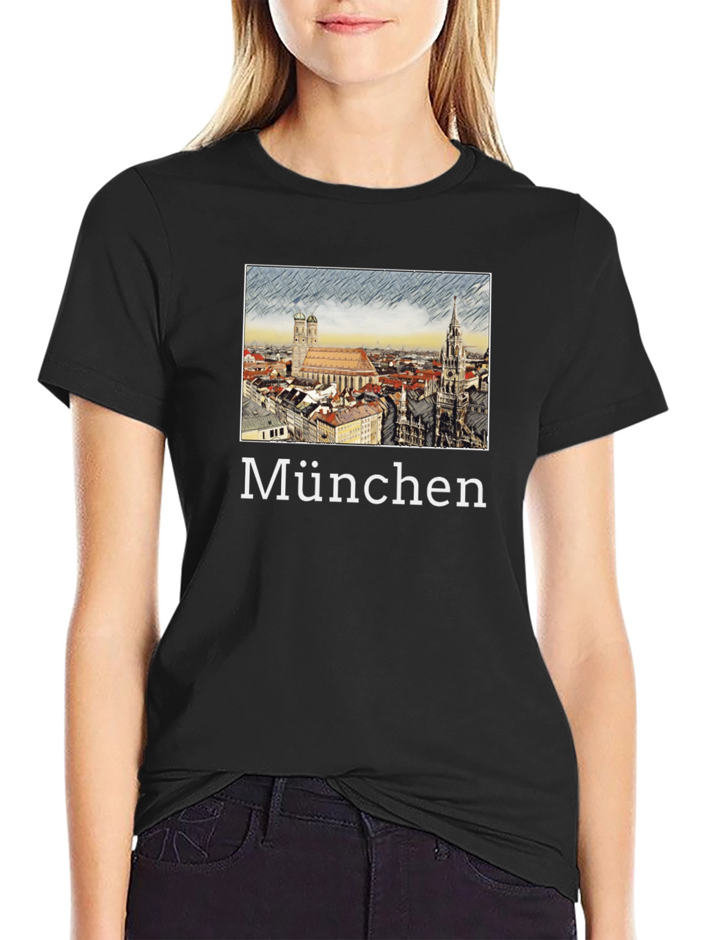 München Skyline T-Shirt - Black Cotton Tee