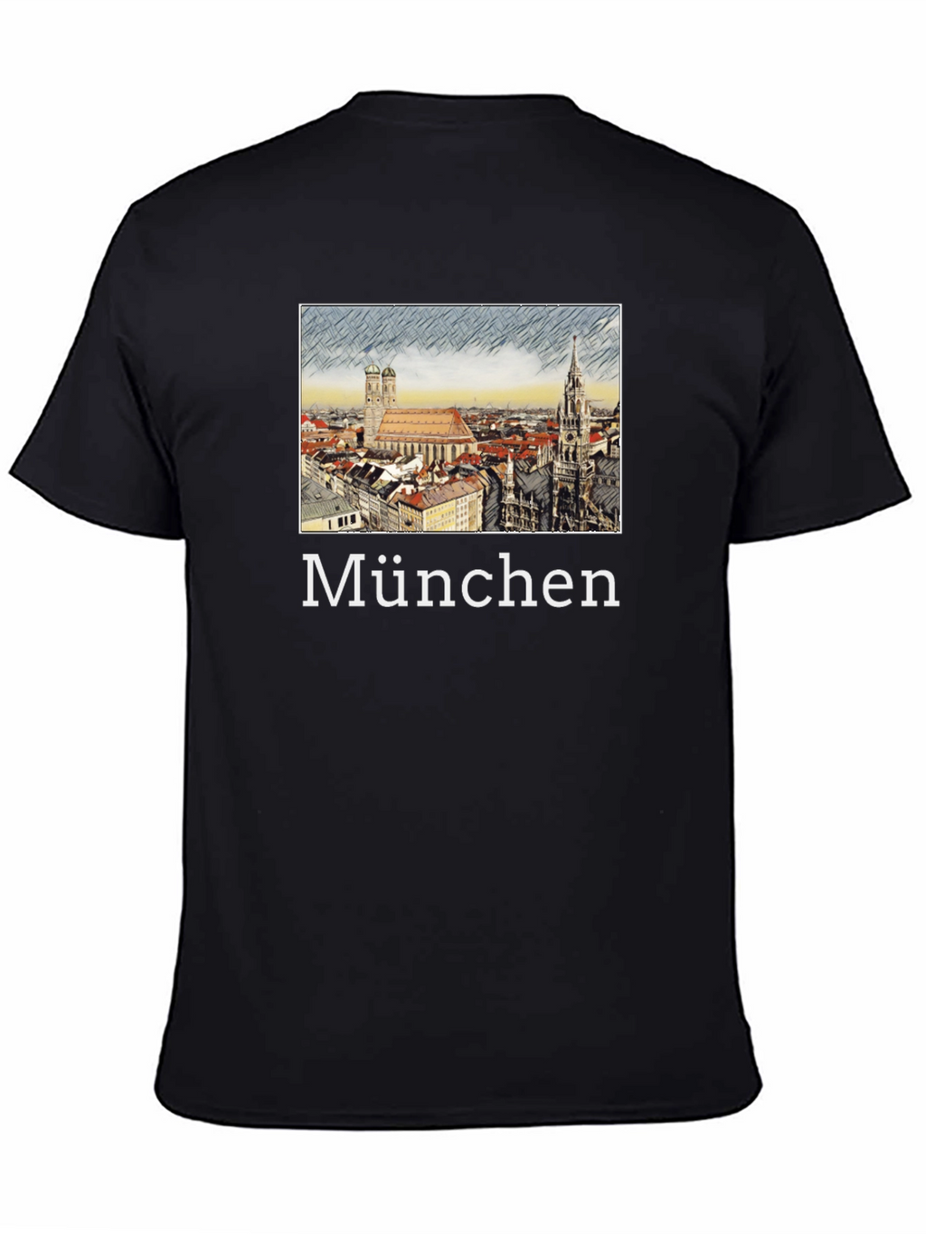 München Skyline T-Shirt - Black Cotton Tee