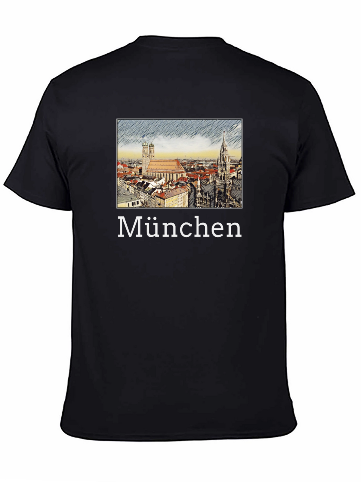 München Skyline T-Shirt - Black Cotton Tee