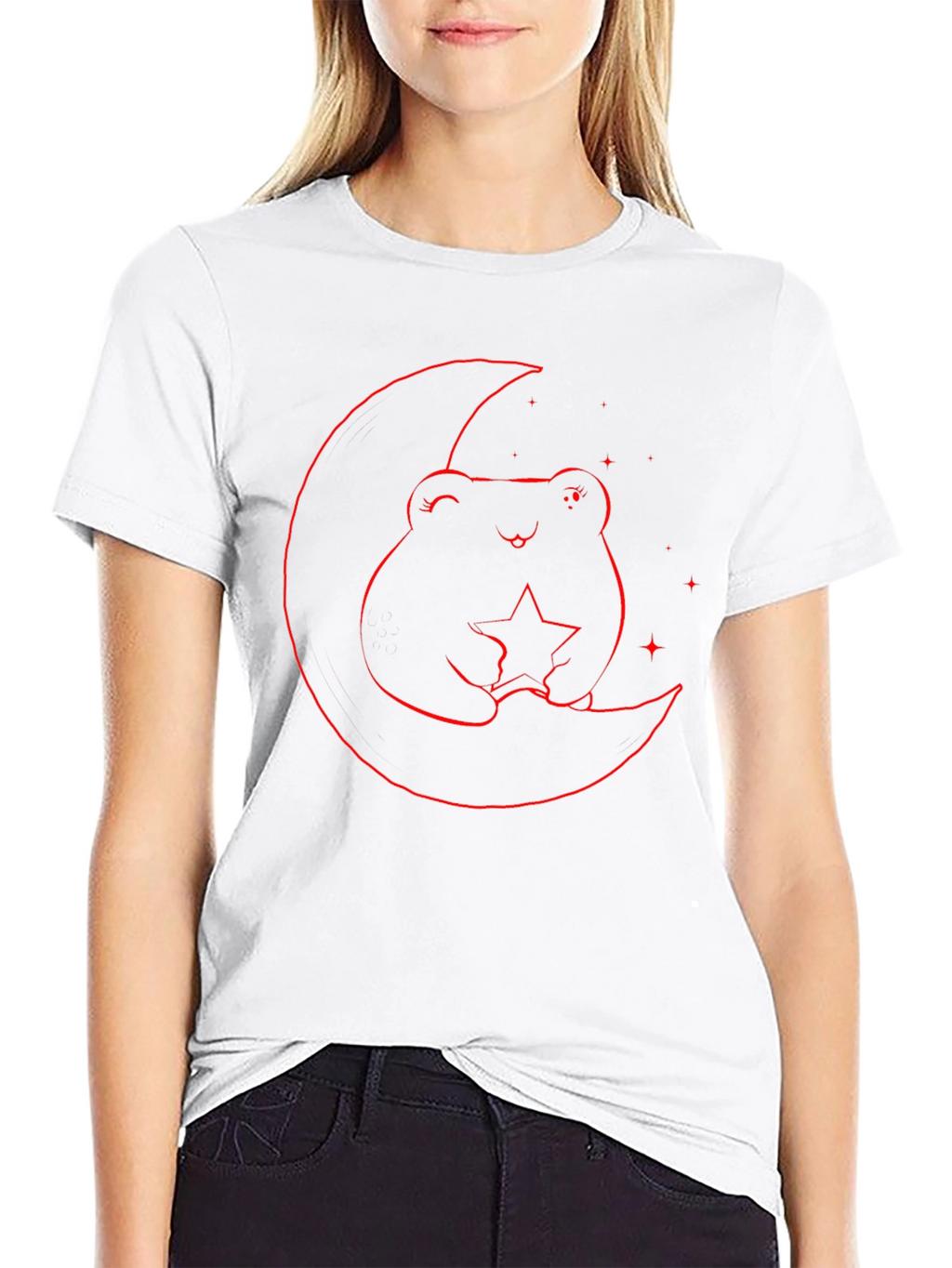Frog on Moon Graphic Tee - Black