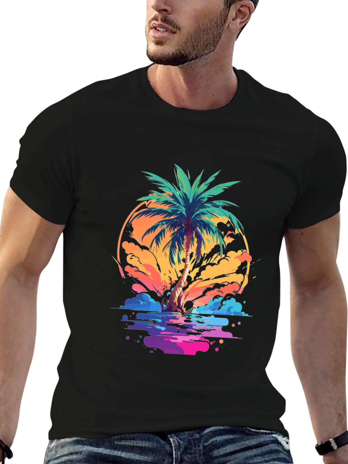 Retro Palm Tree T-Shirt - Summer Vibes