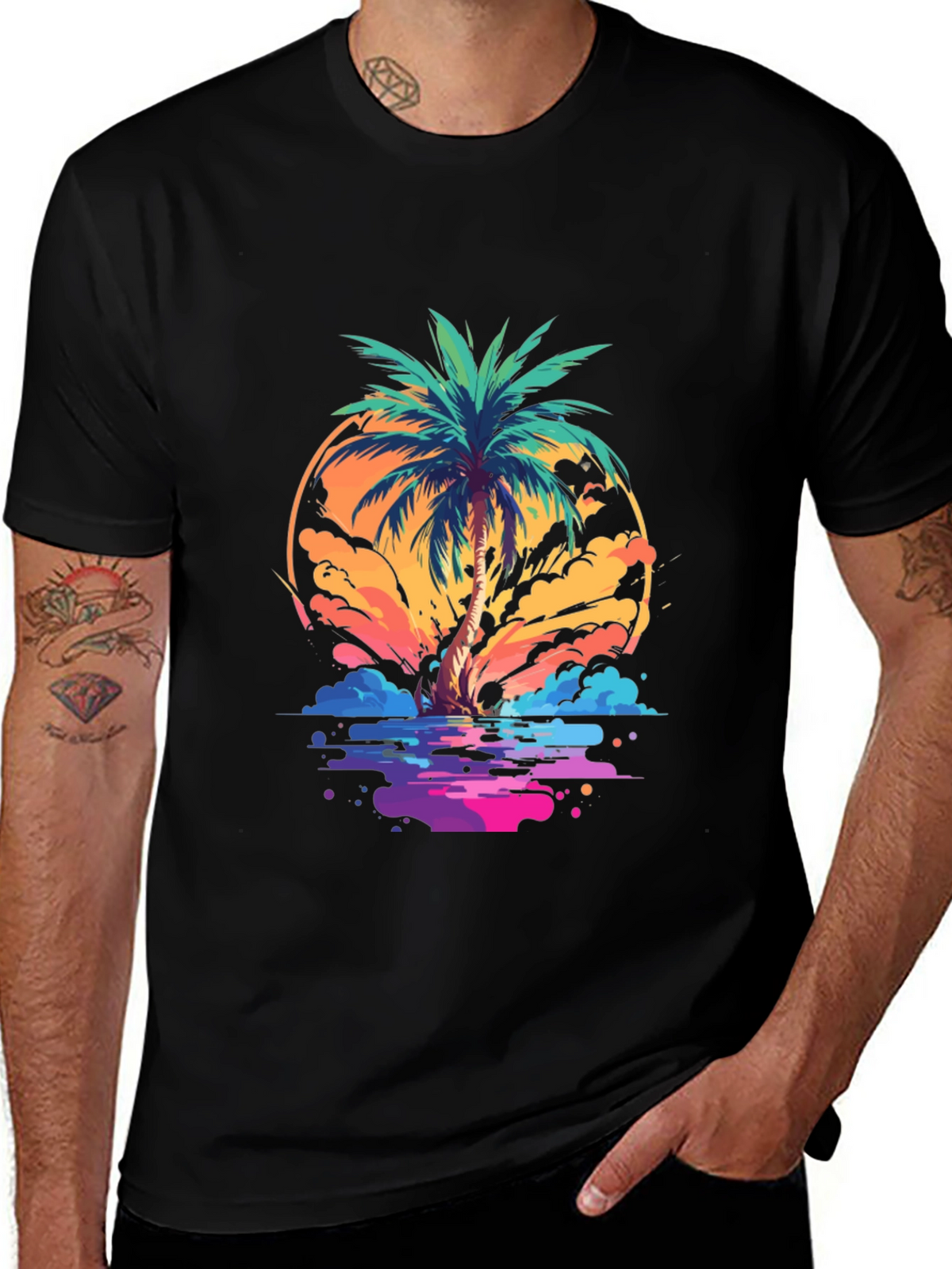 Retro Palm Tree T-Shirt - Summer Vibes