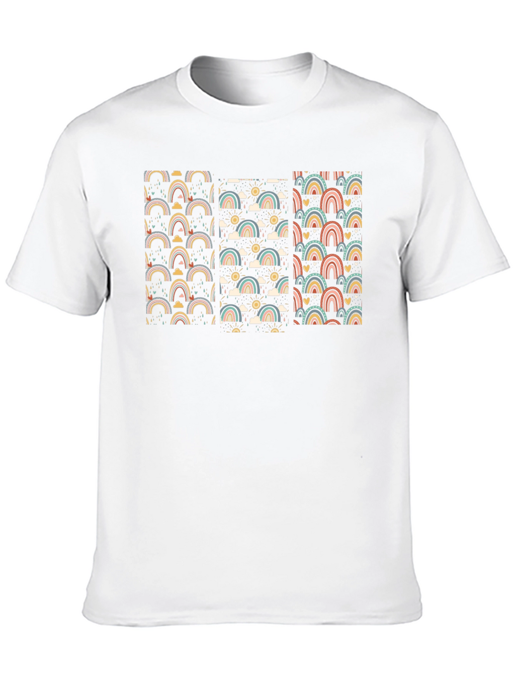 Retro Rainbow Pattern Black T-Shirt