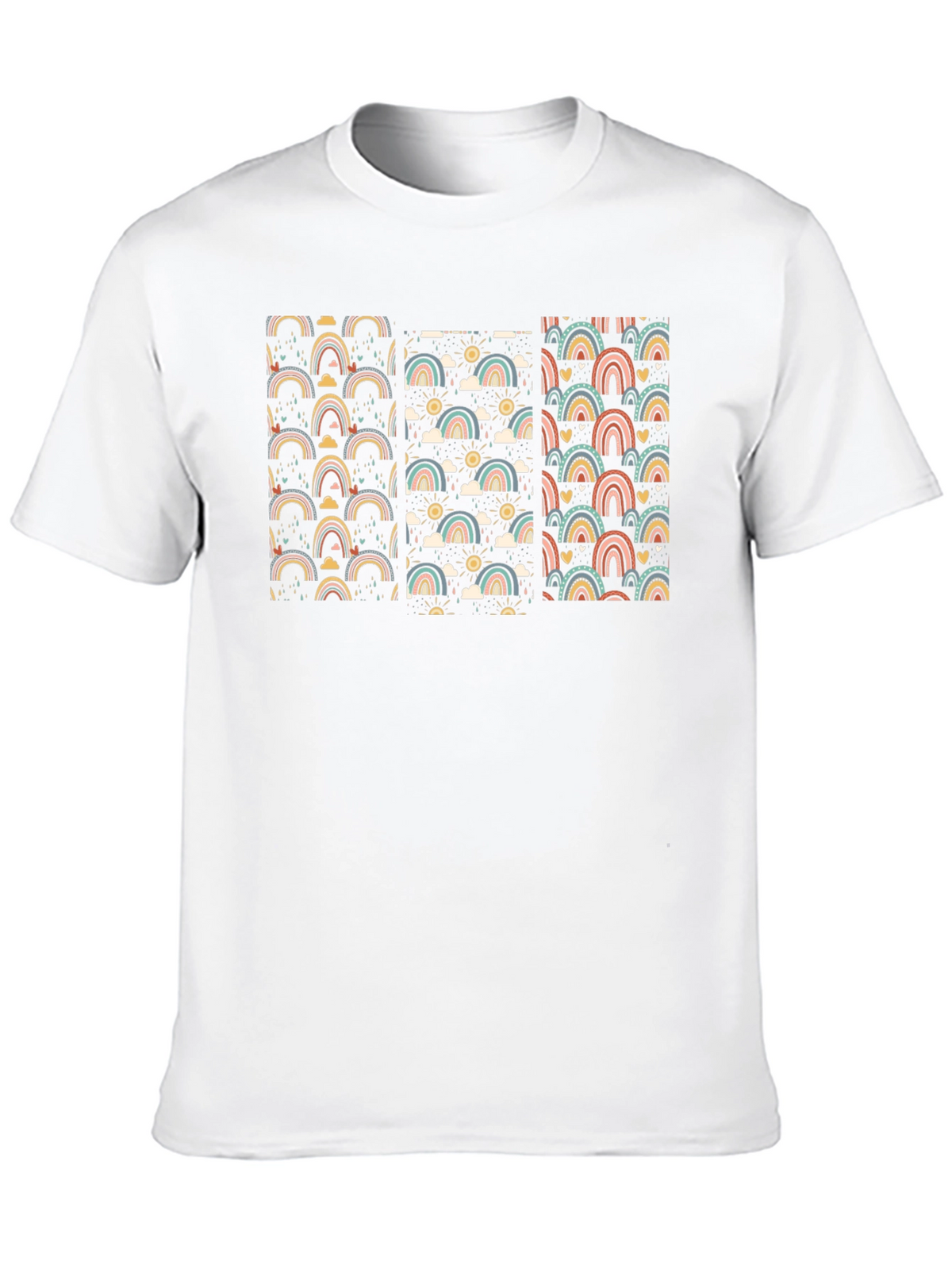 Retro Rainbow Pattern Black T-Shirt