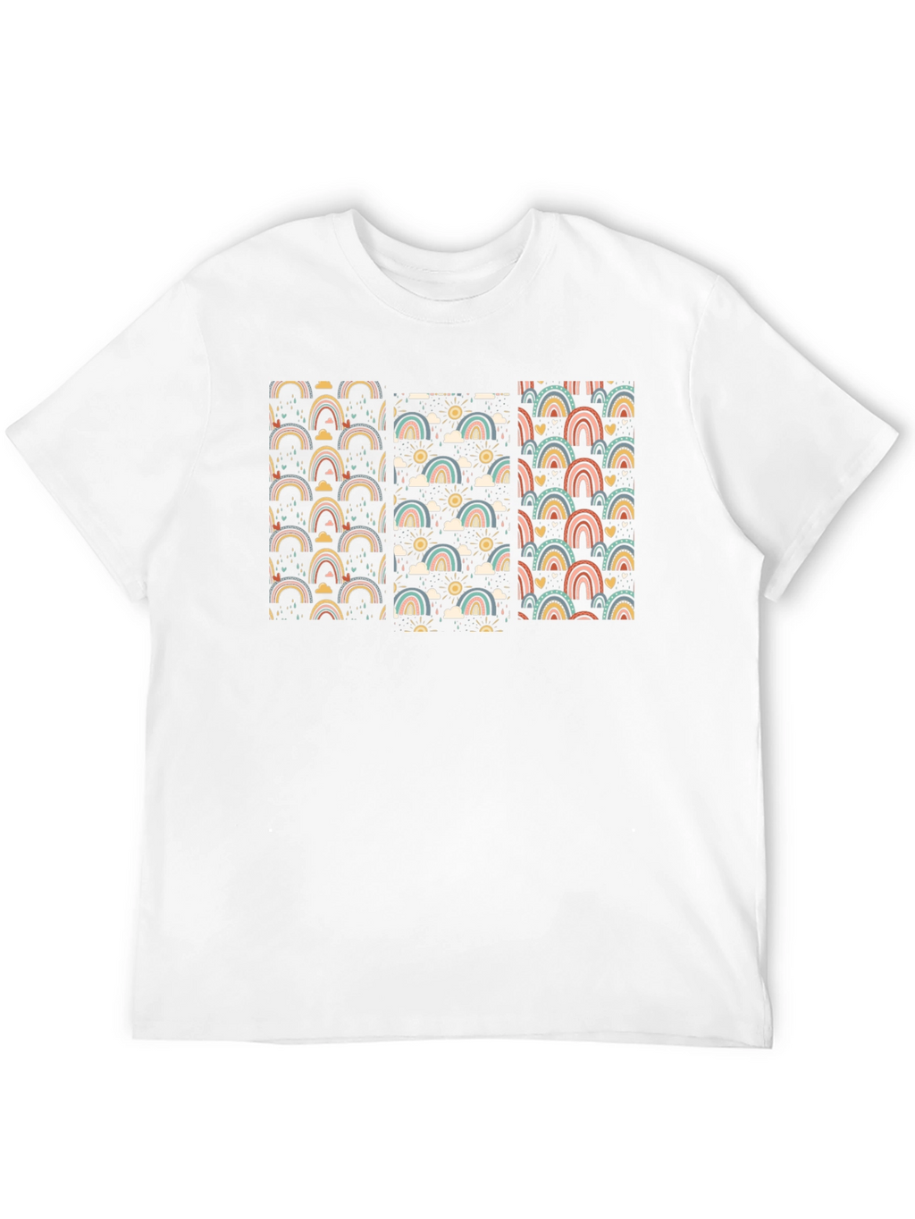 Retro Rainbow Pattern Black T-Shirt
