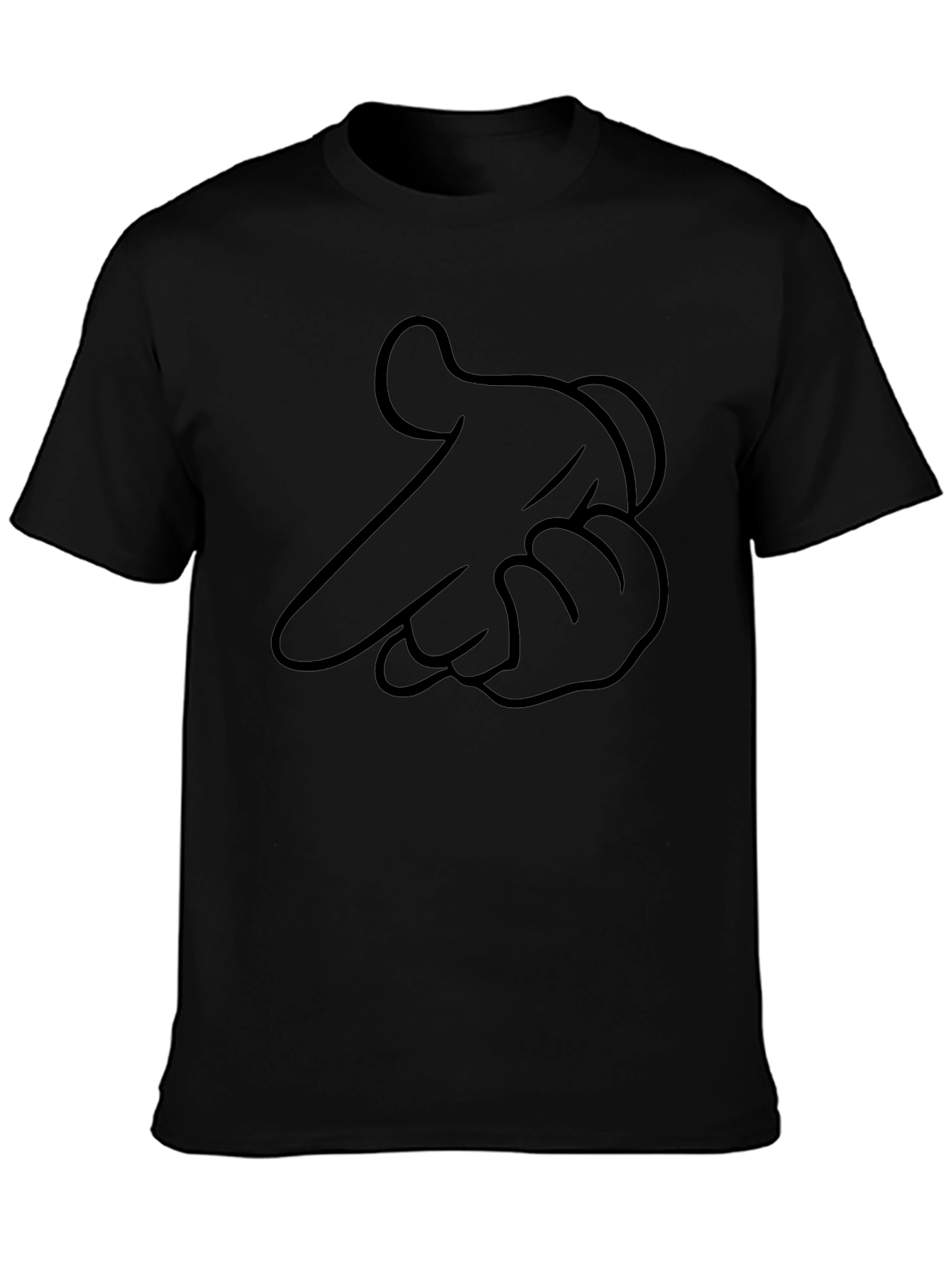 Cartoon Hand Gesture Graphic Black T-Shirt