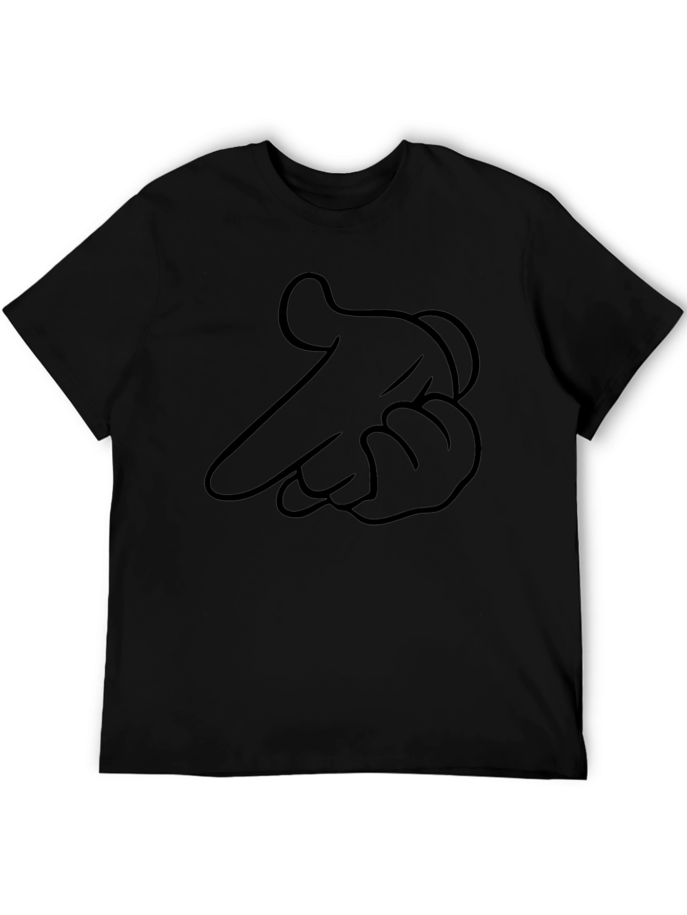 Cartoon Hand Gesture Graphic Black T-Shirt