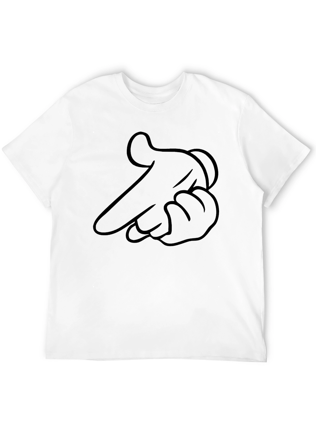 Cartoon Hand Gesture Graphic Black T-Shirt